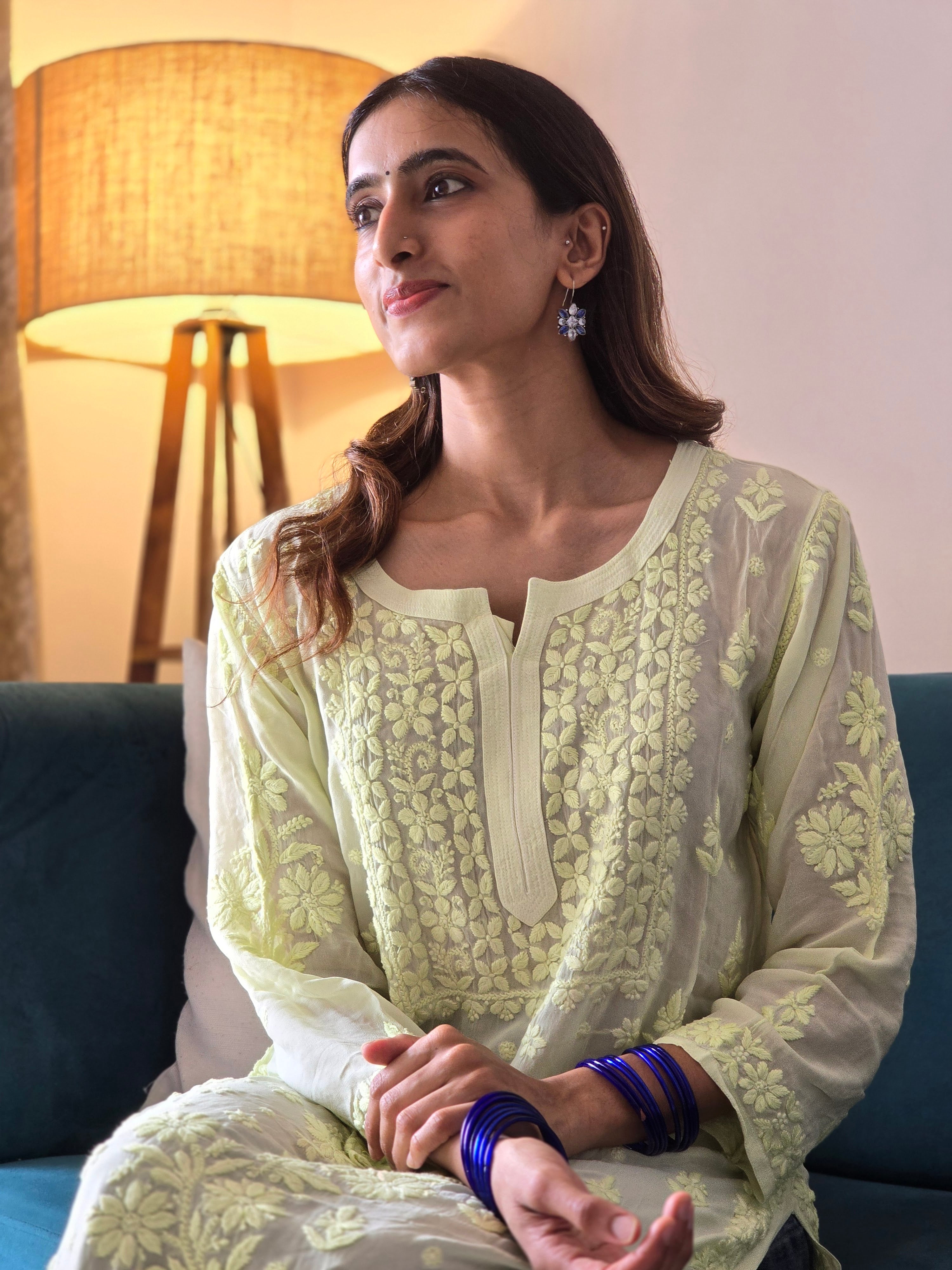 Pure Viscose Chikankari Kurti