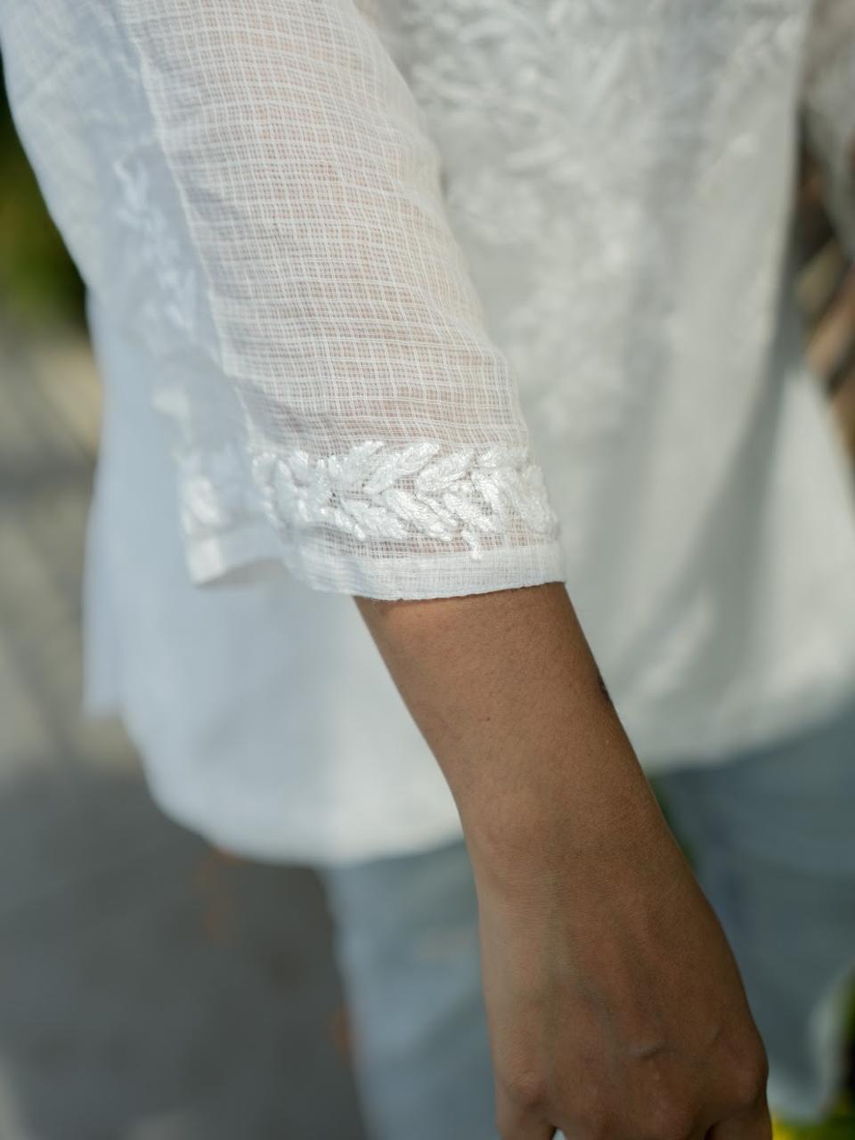 Kota Doria Chikankari Short top.