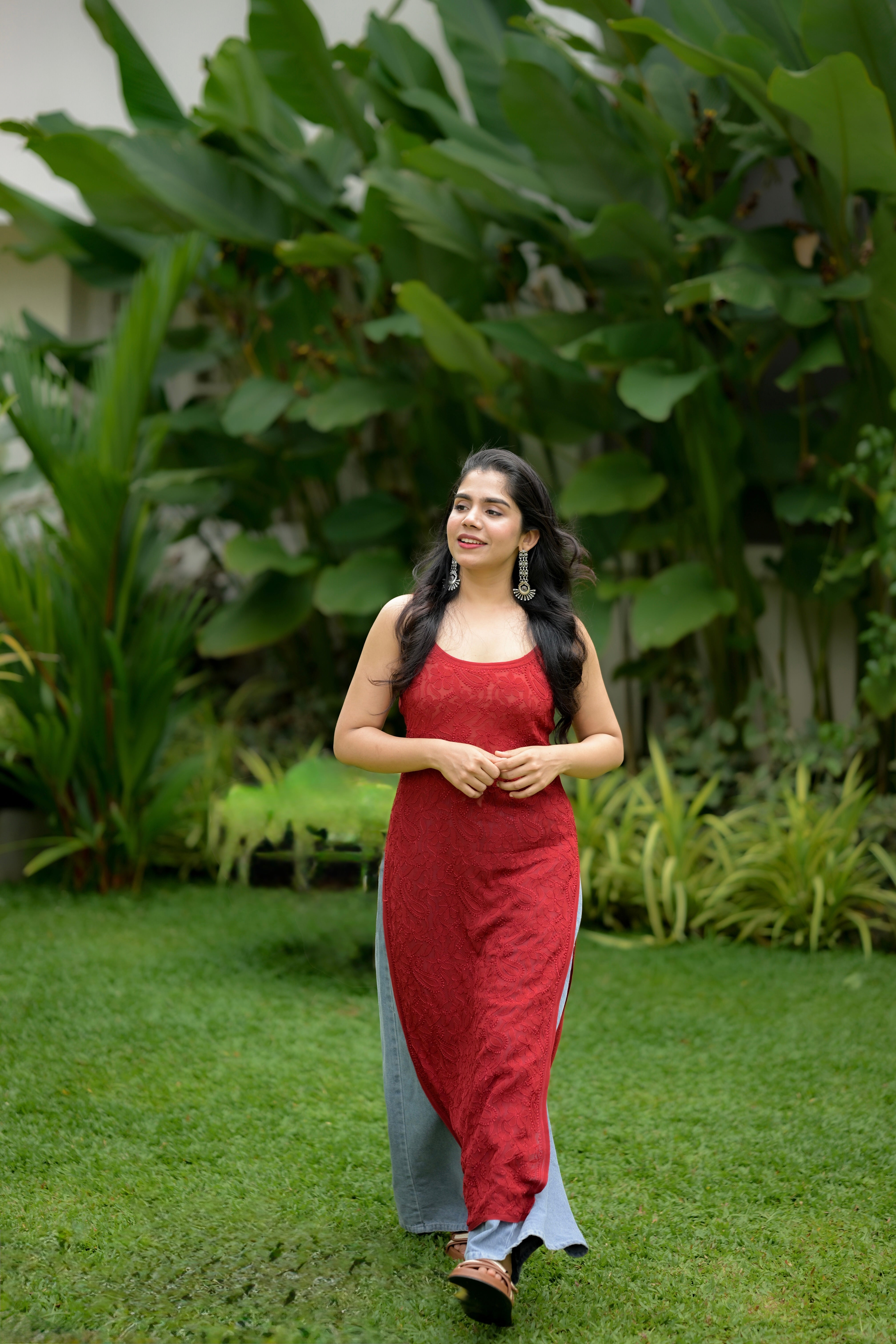 Scarlet Bloom Viscose Chikankari Strap Kurti