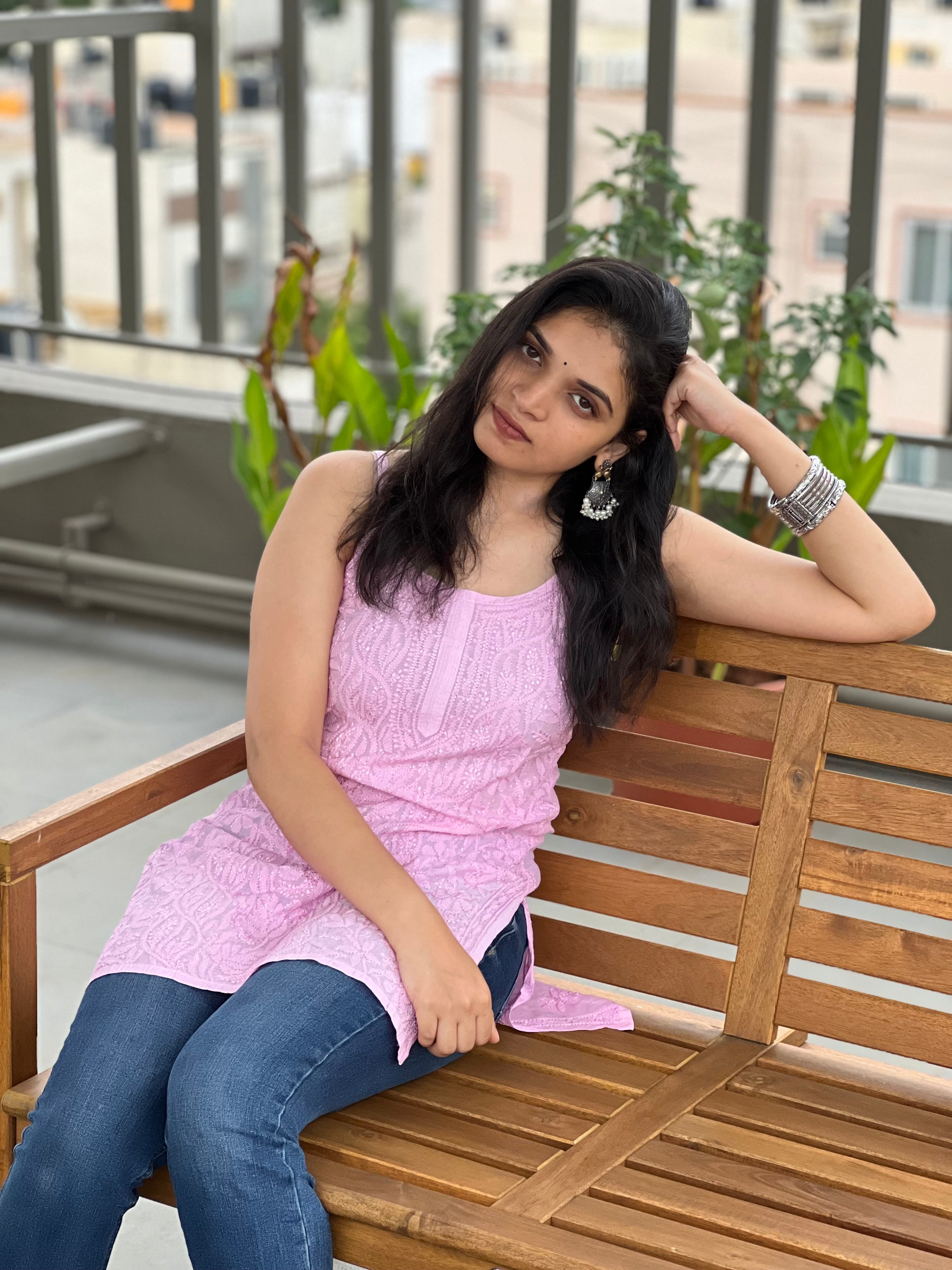 Chikankari Strap Sleeve Short and long Kurtis