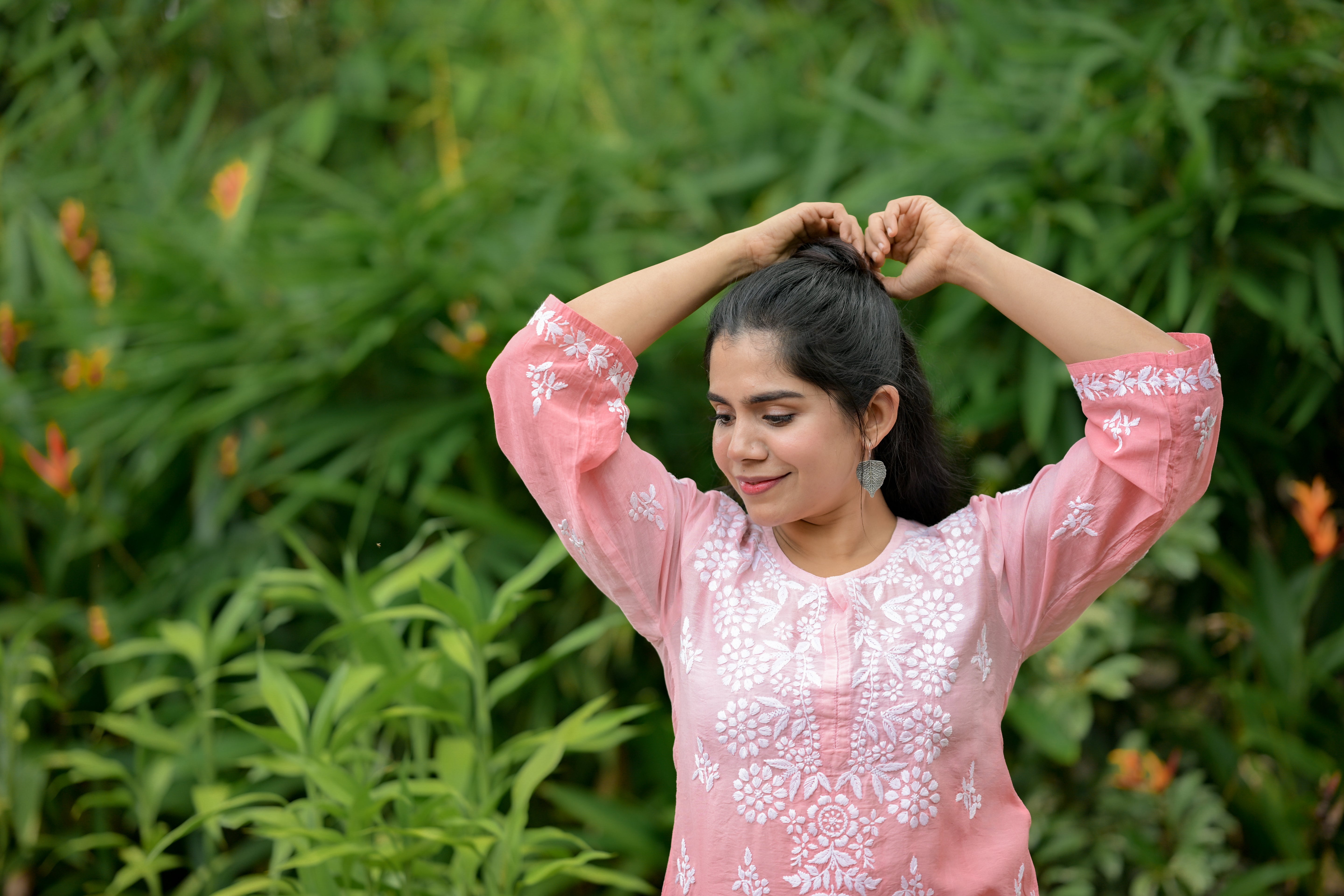 Chanderi Chikankari Short Kurti