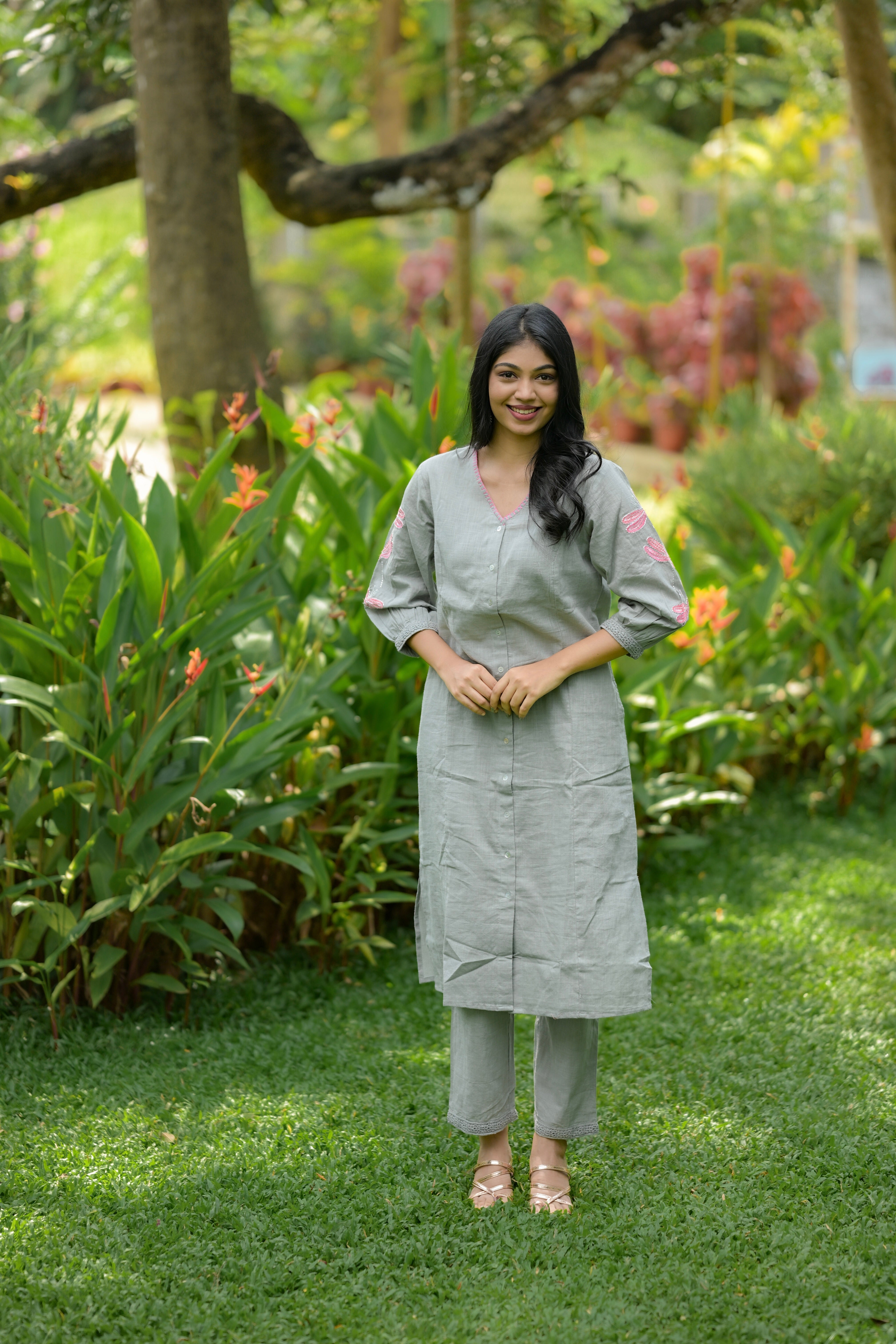 Grey Dragonfly Embroidered Co-ord Set