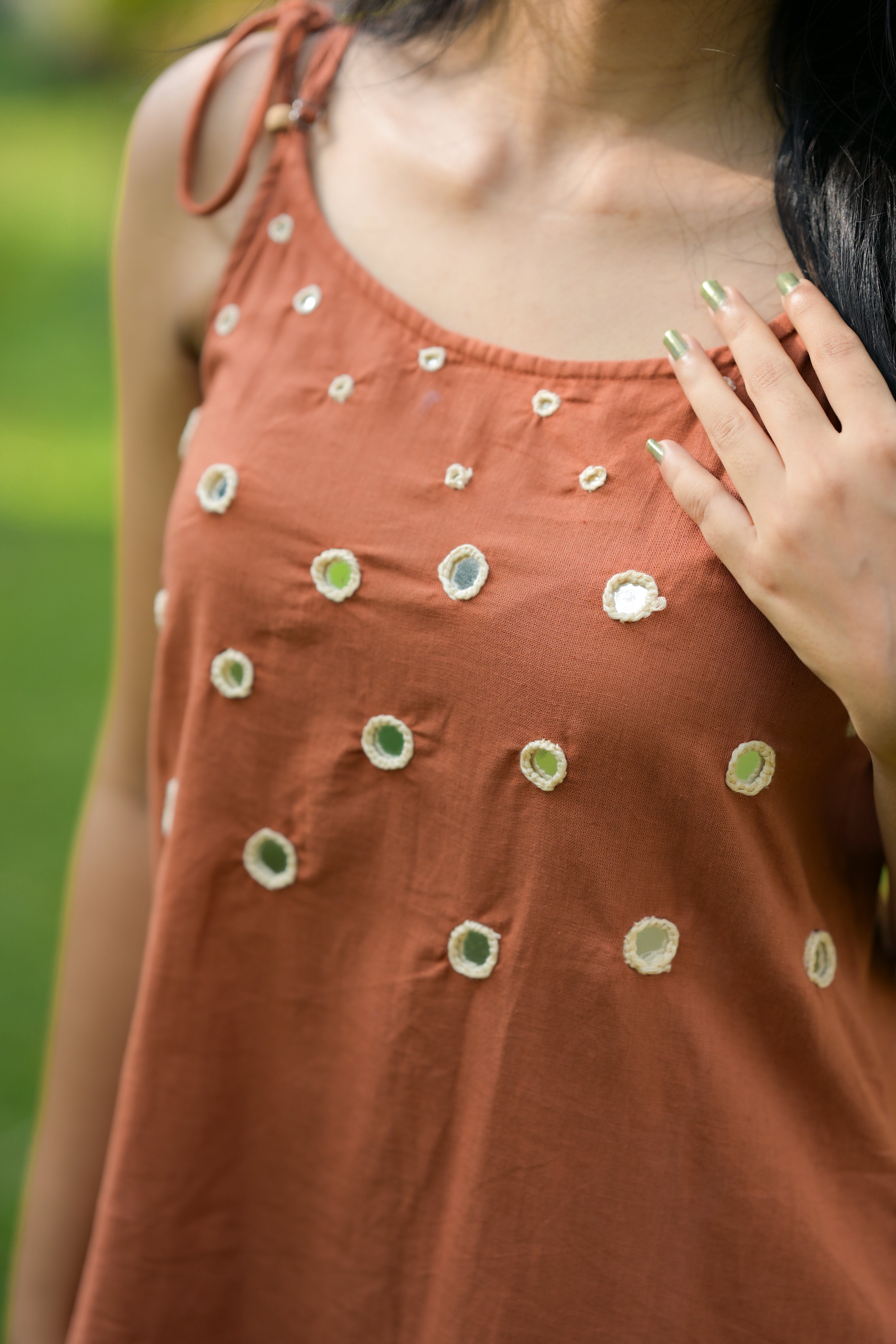 Boho tie strap kurti co-ord set