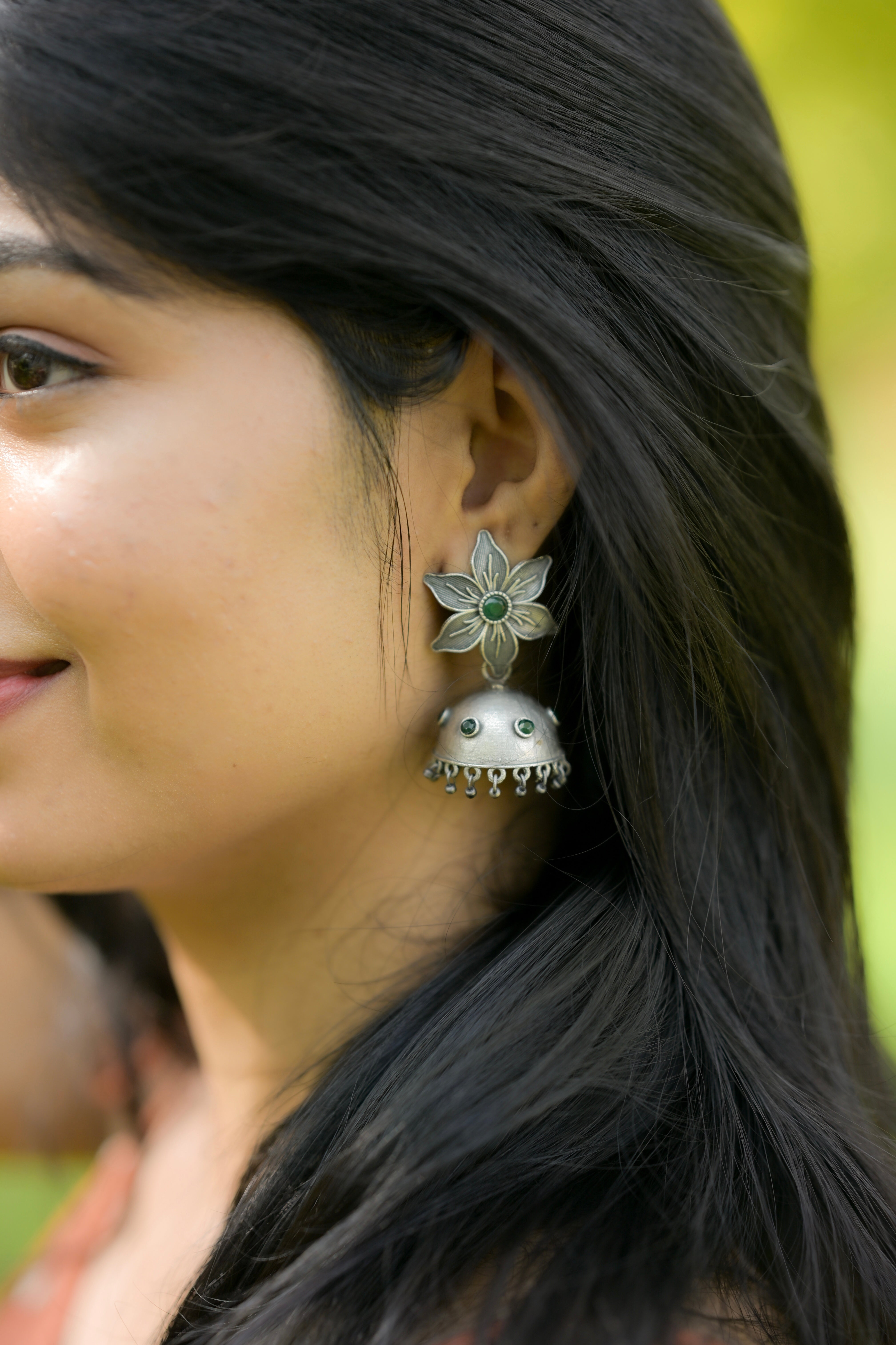Emerald Bloom Jhumka