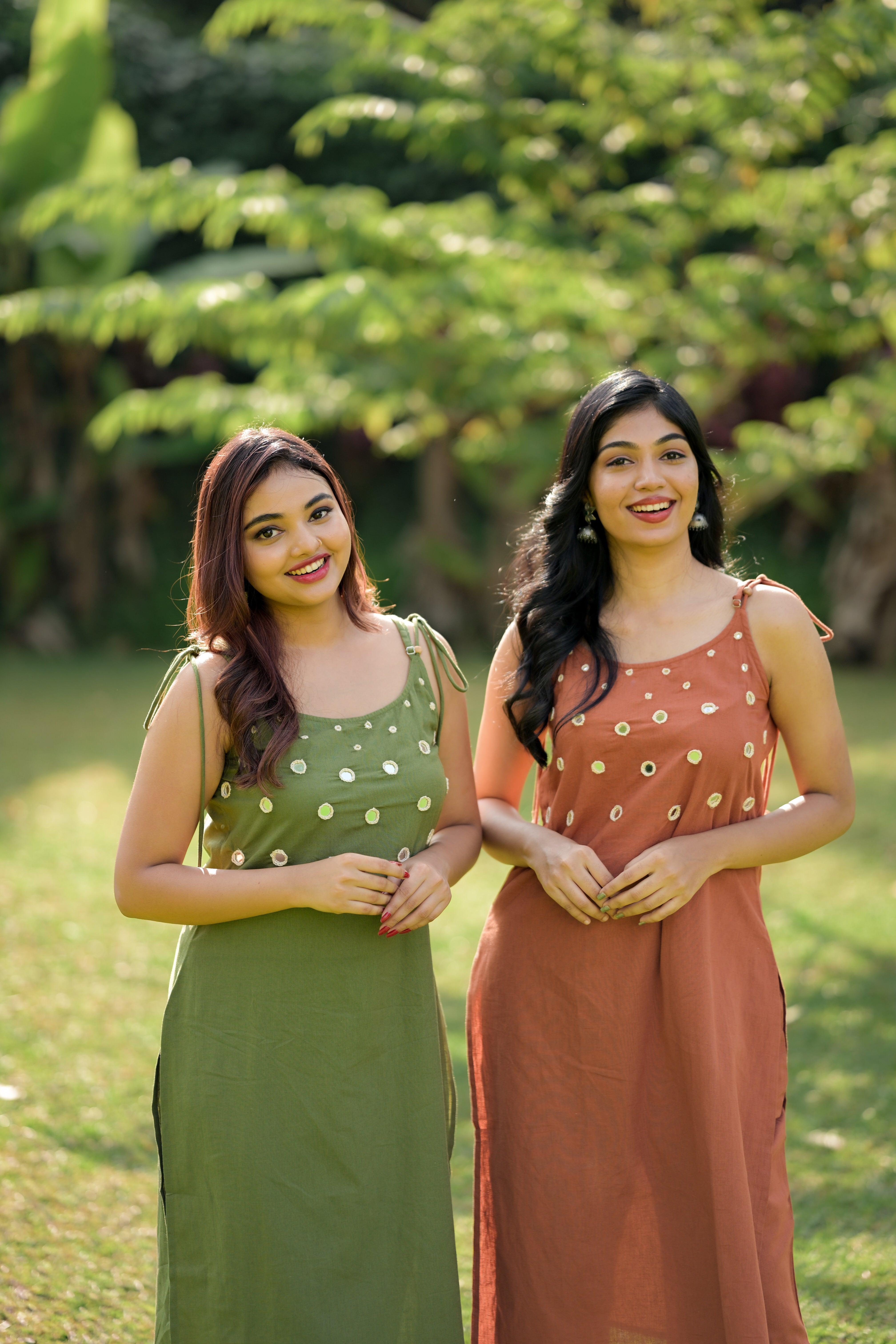 Boho tie strap kurti co-ord set