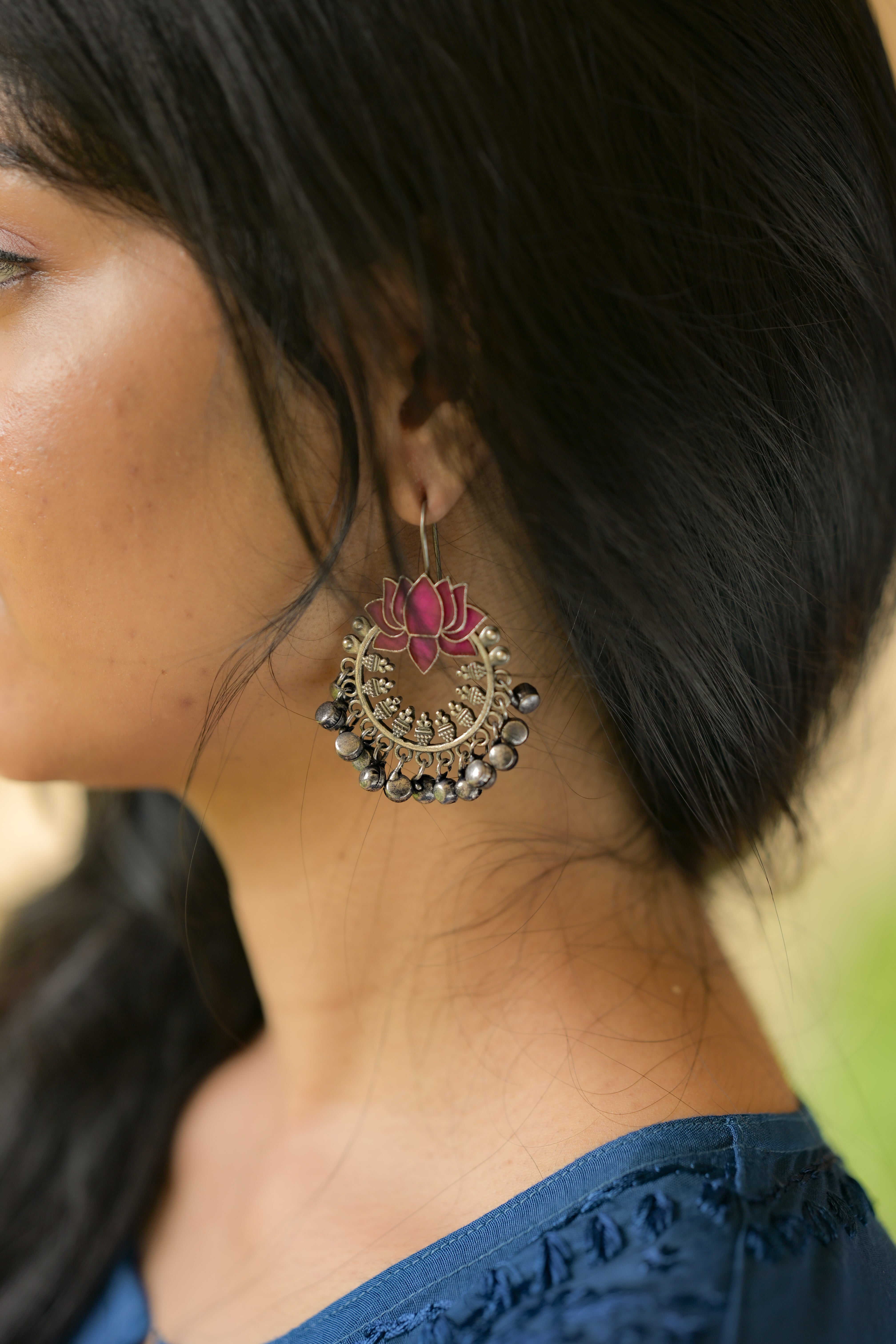 Crimson Lotus Ghungroo earrings