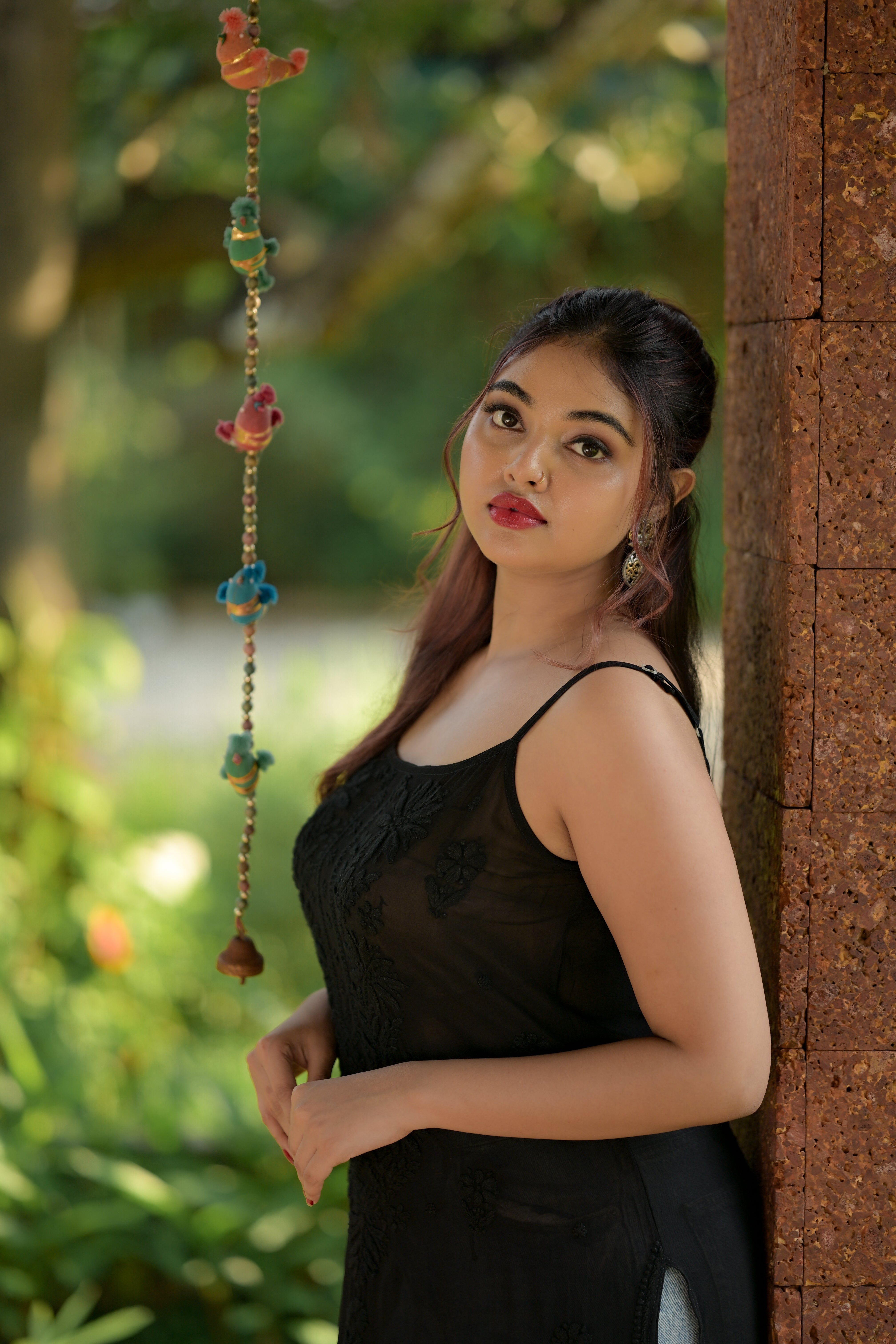 Black Mist Viscose Chikankari Strap Kurti