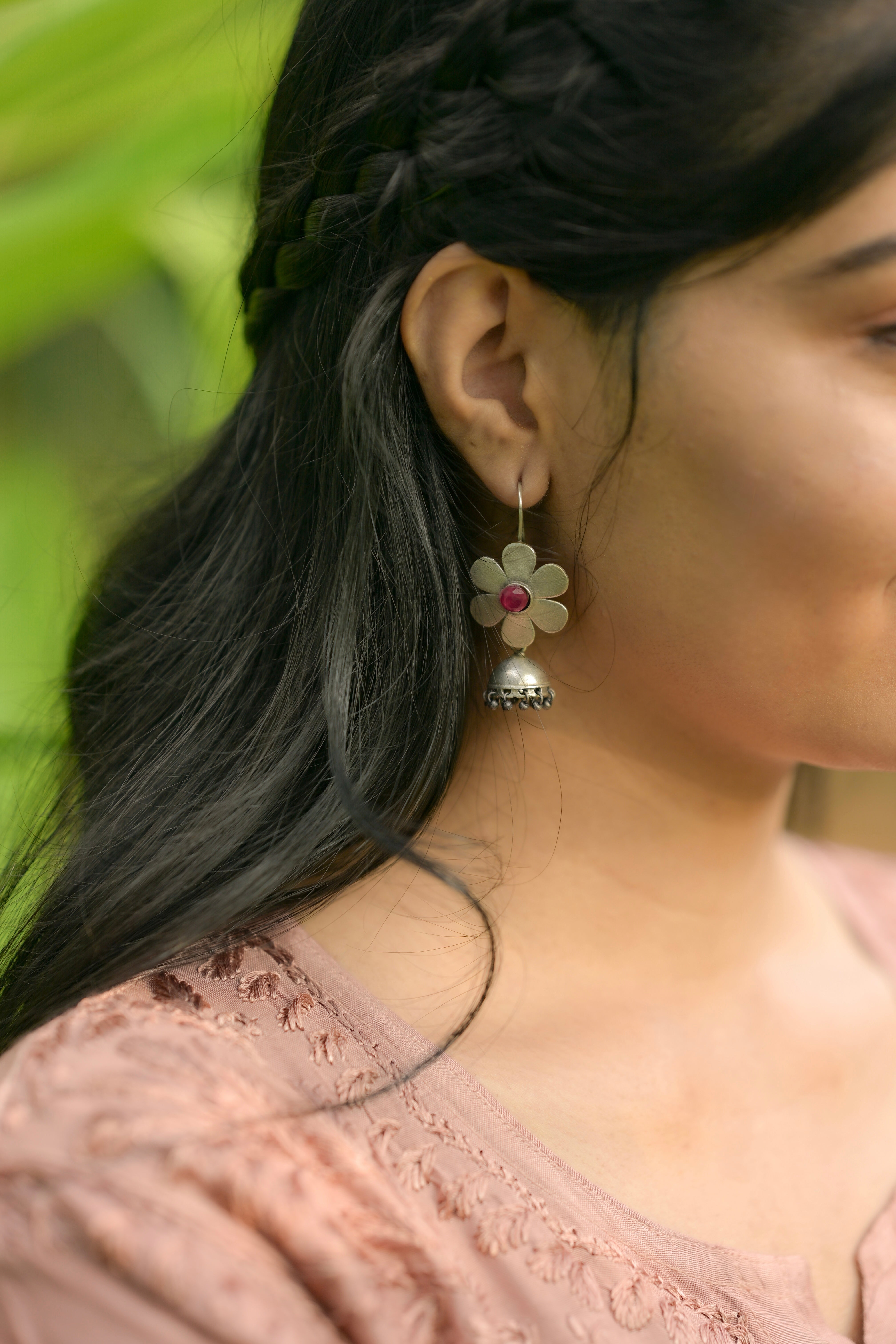 Ruby Bloom Drop Earrings