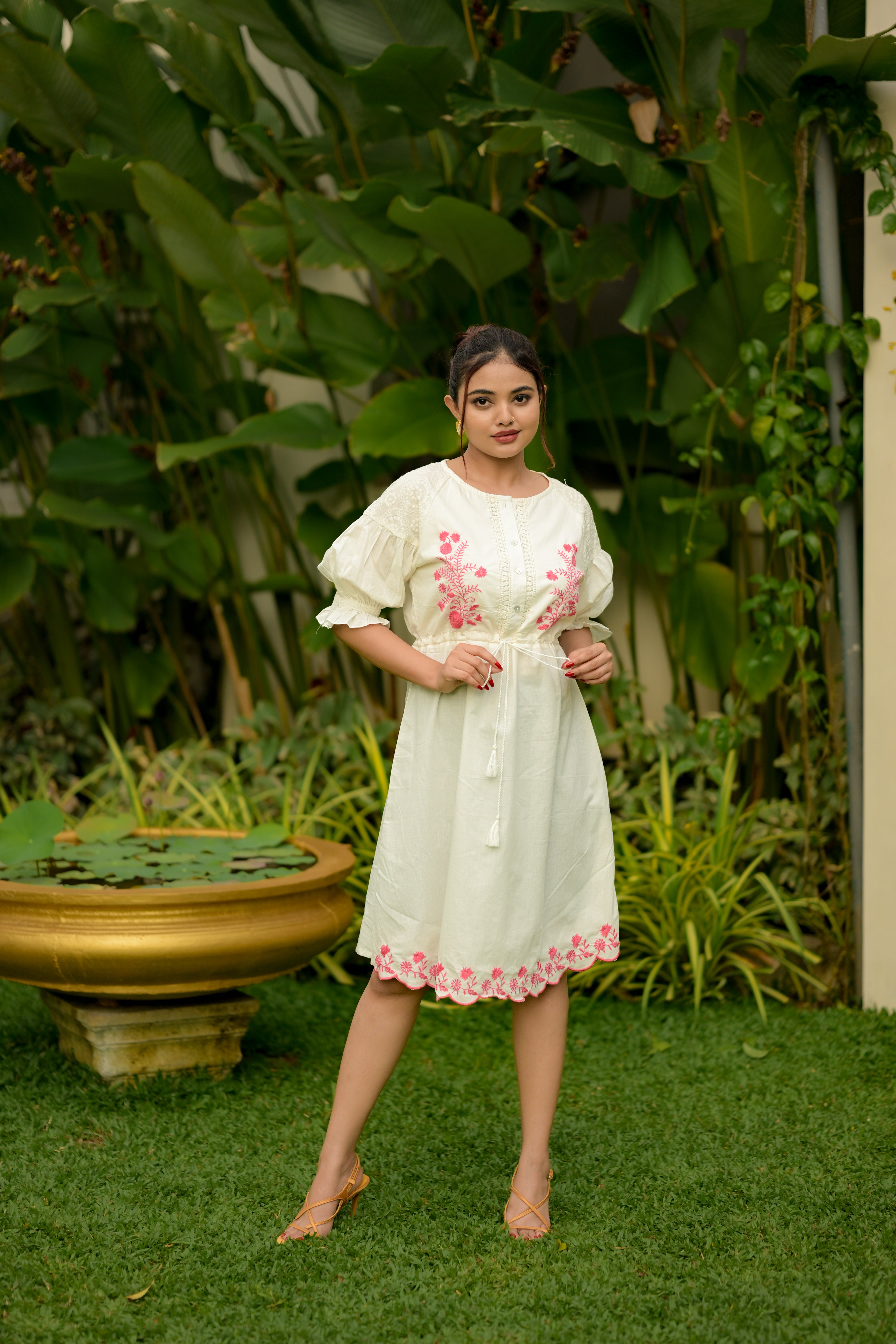 Ivory Pink Bloom Dress