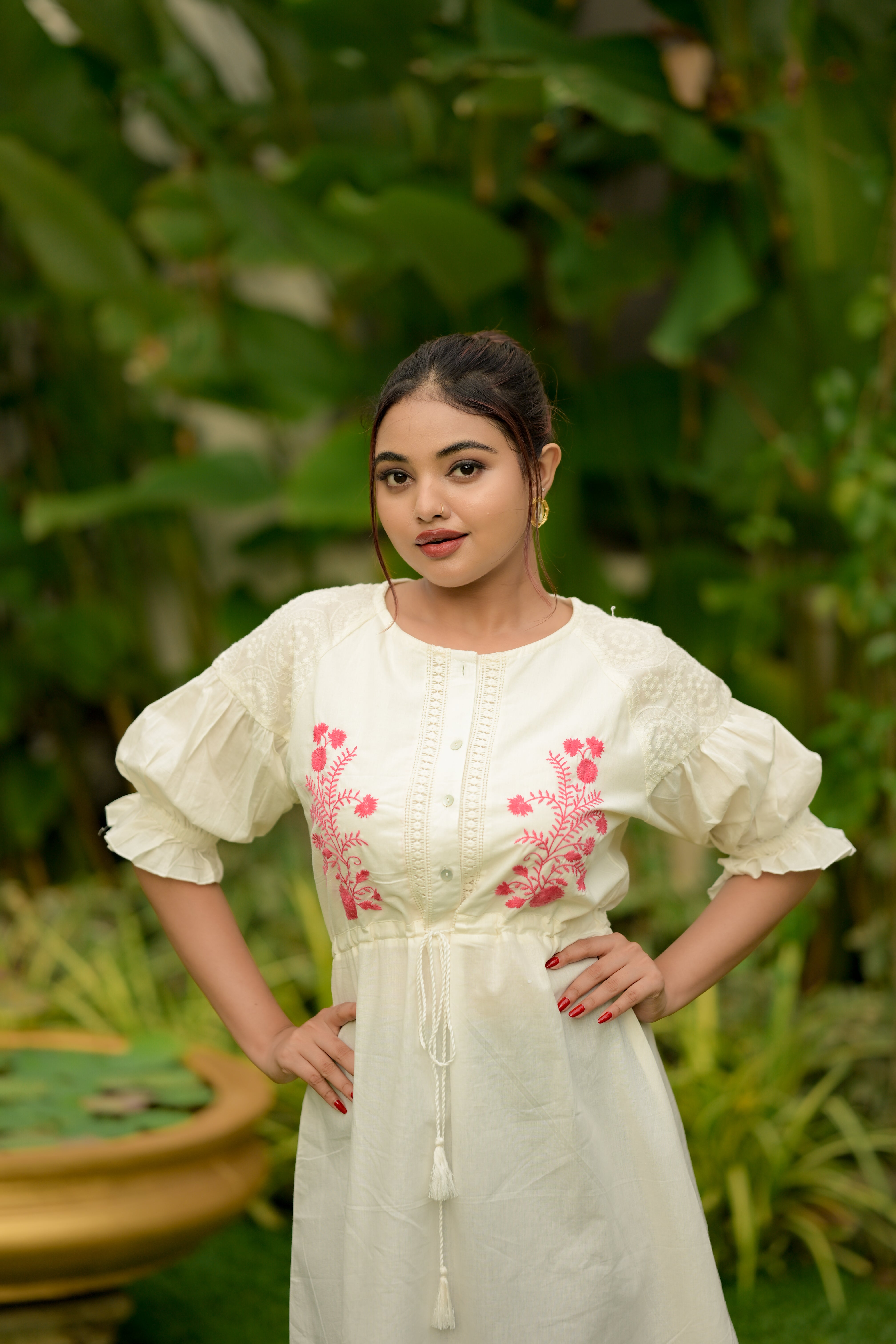 Ivory Pink Bloom Dress