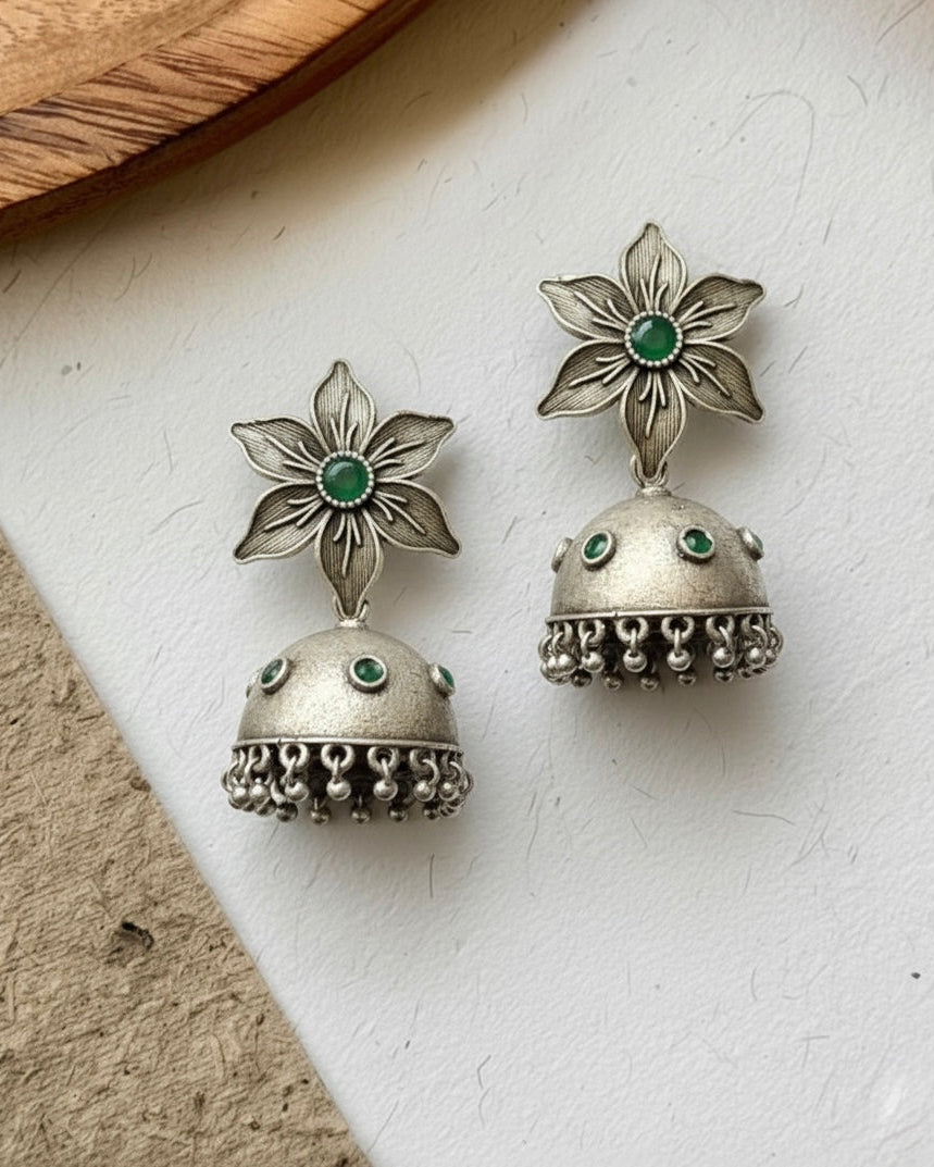 Emerald Bloom Jhumka