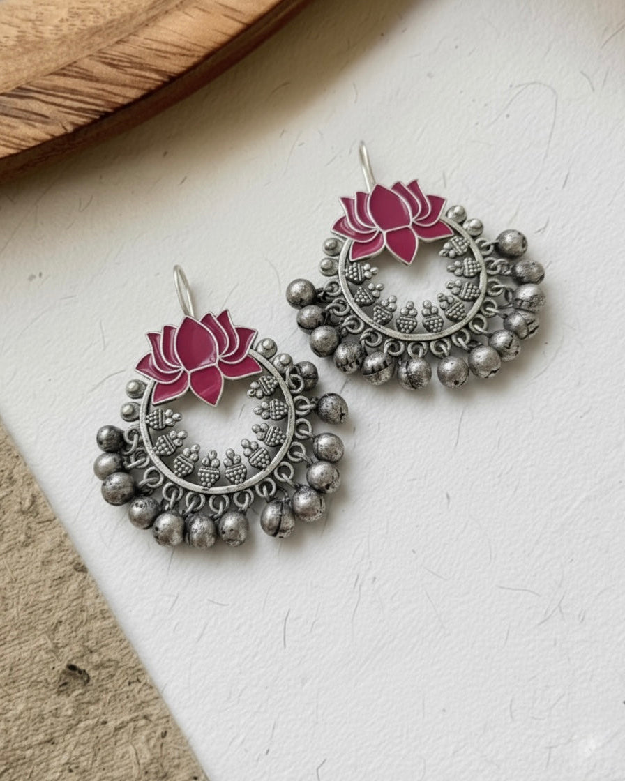 Crimson Lotus Ghungroo earrings