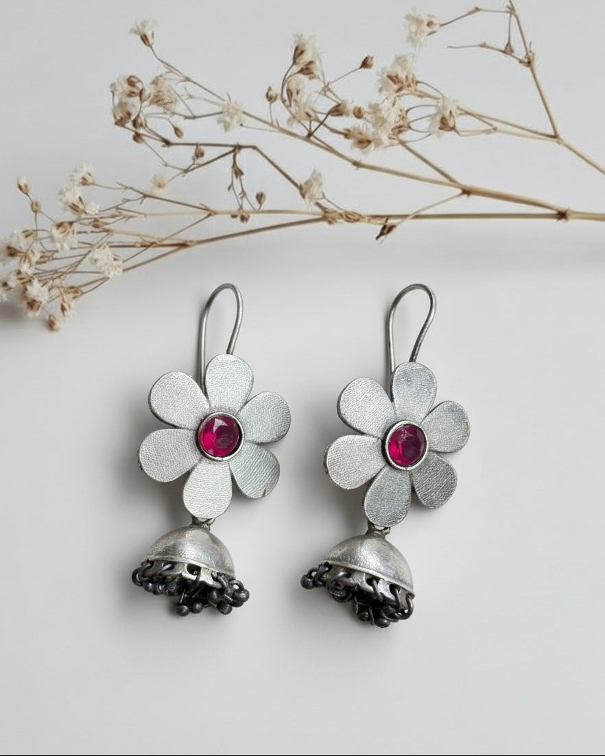 Ruby Bloom Drop Earrings