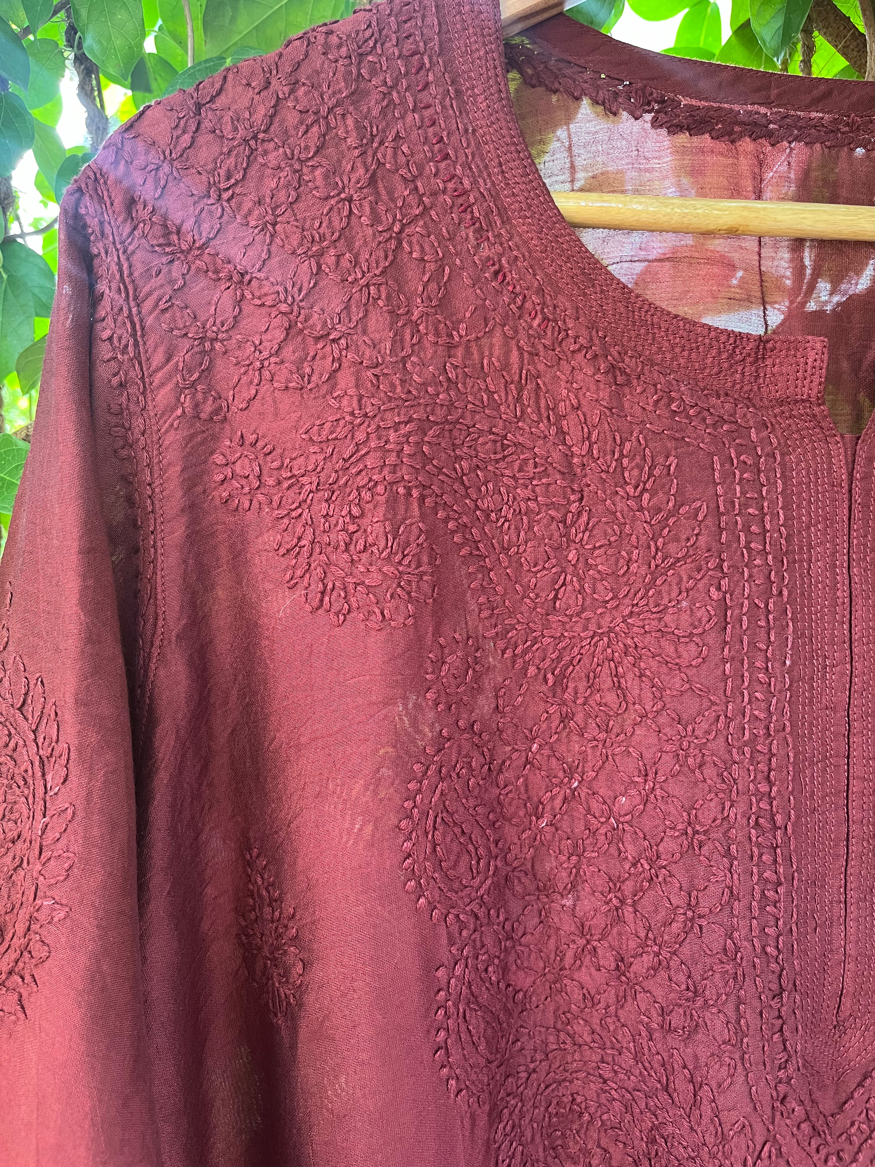 Chanderi Chikankari Straight Kurti