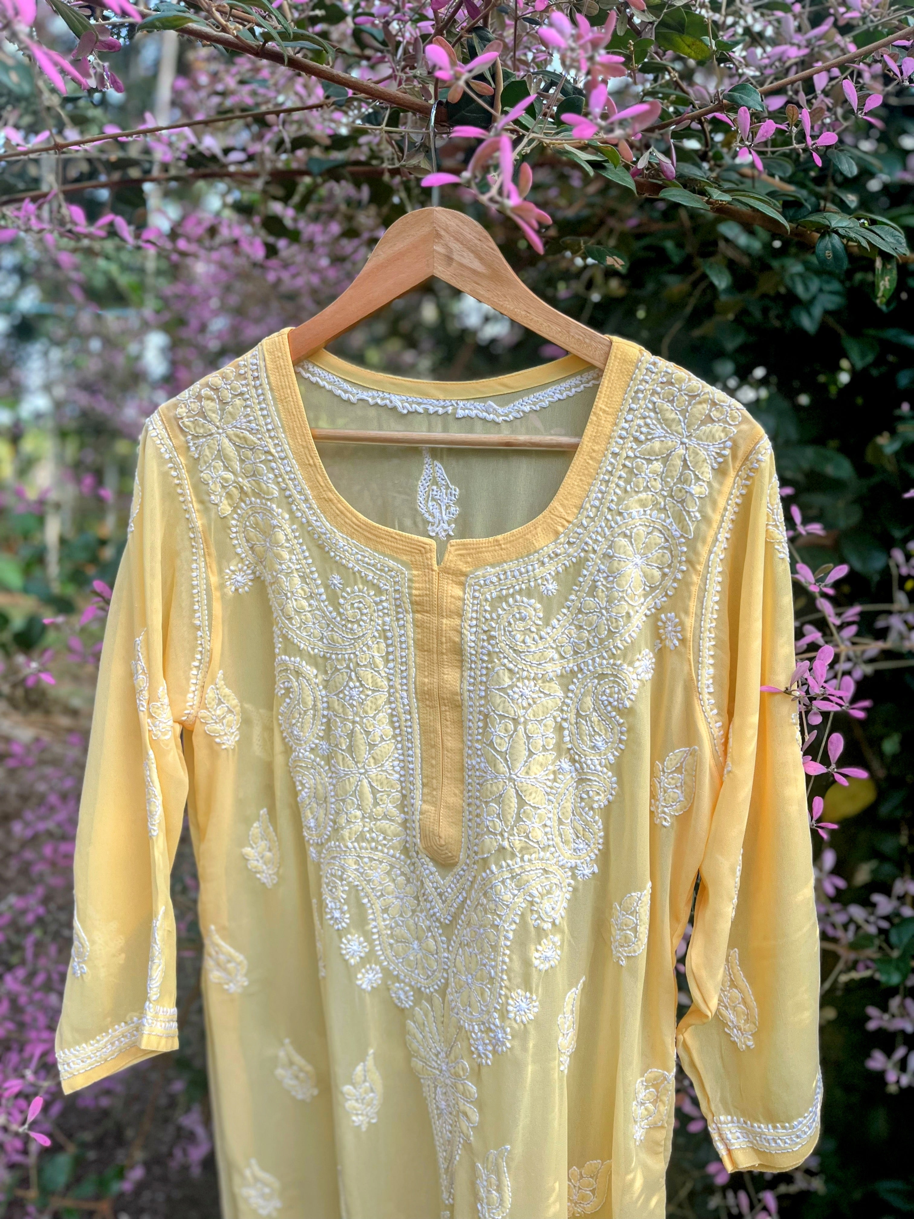 Semi Viscose Chikankari Kurti