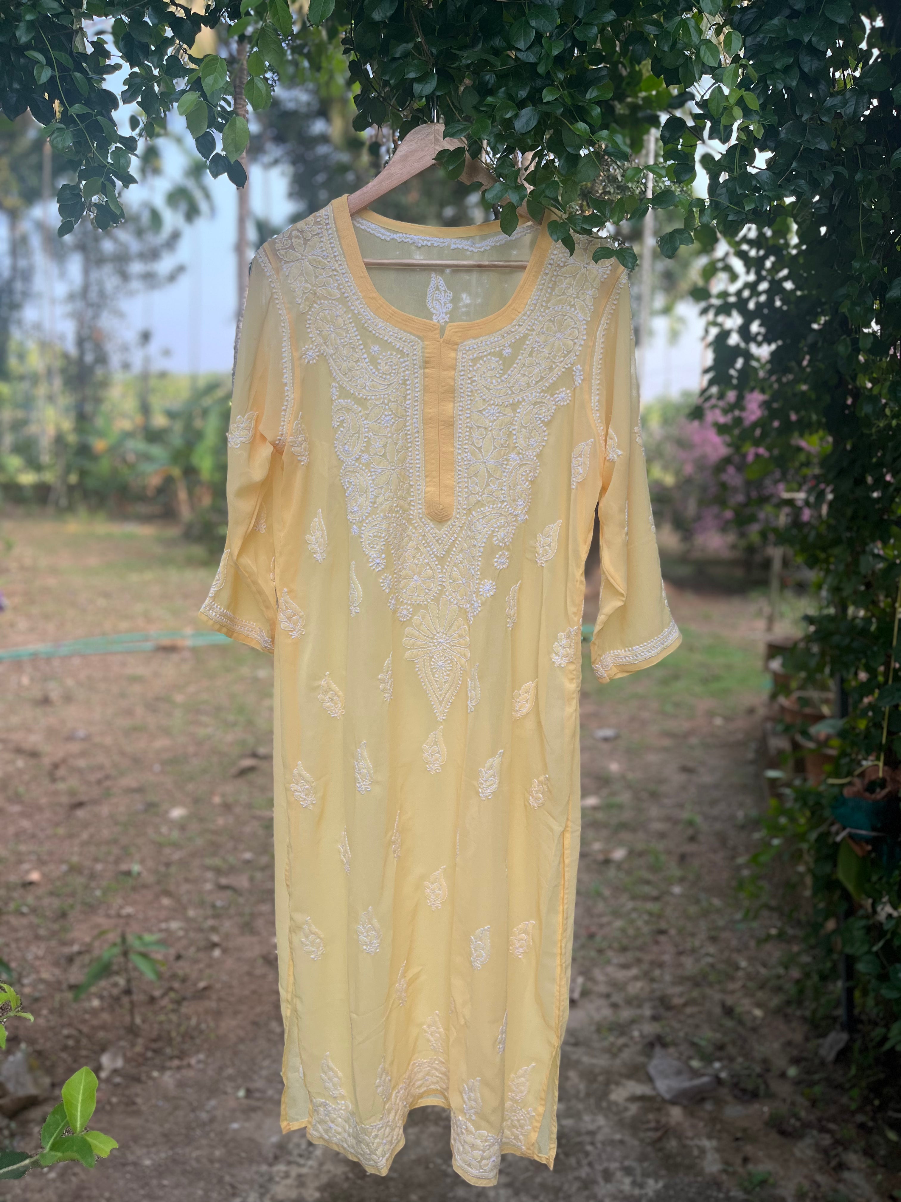 Semi Viscose Chikankari Kurti