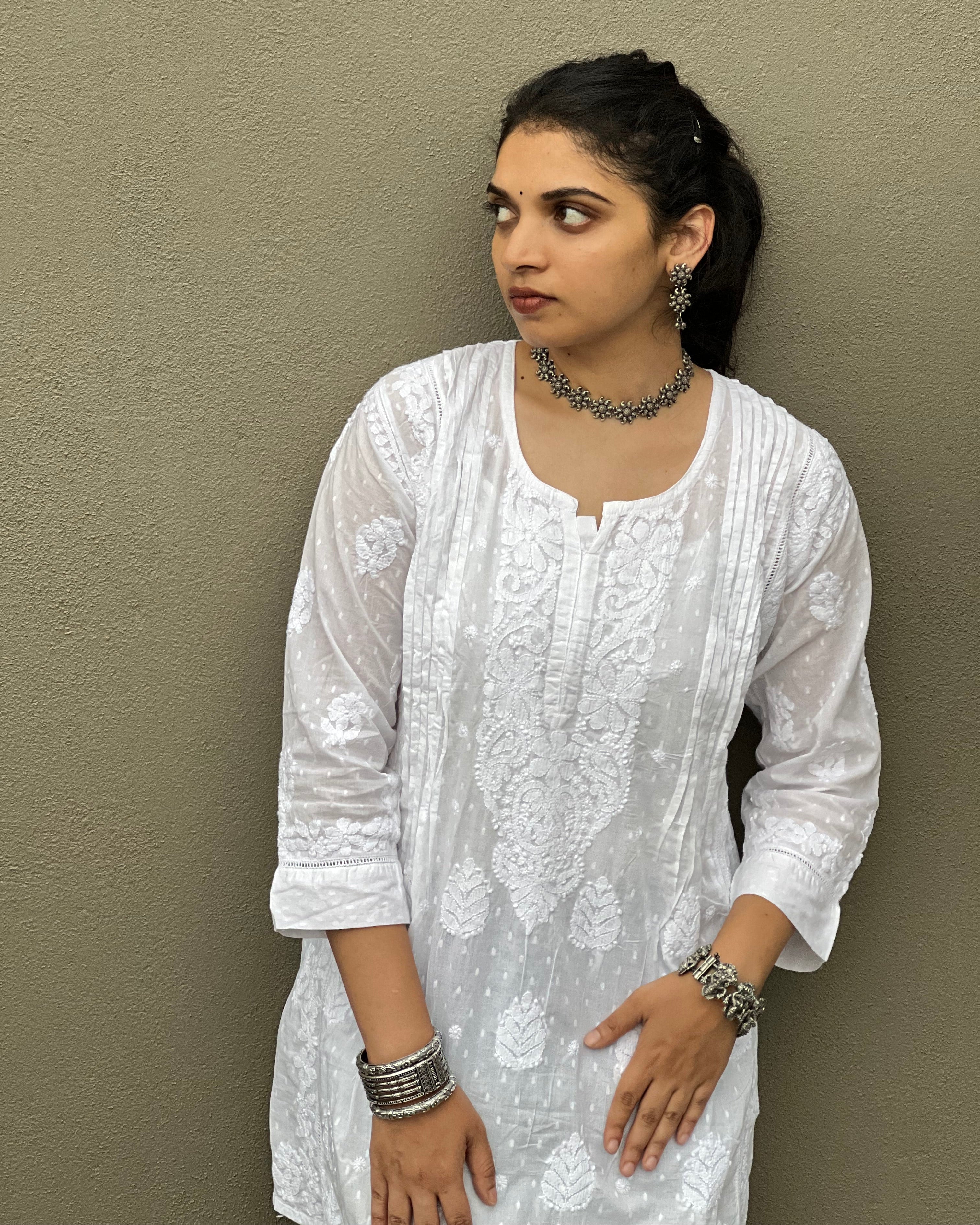 Pure Cotton Chikankari Short Kurti