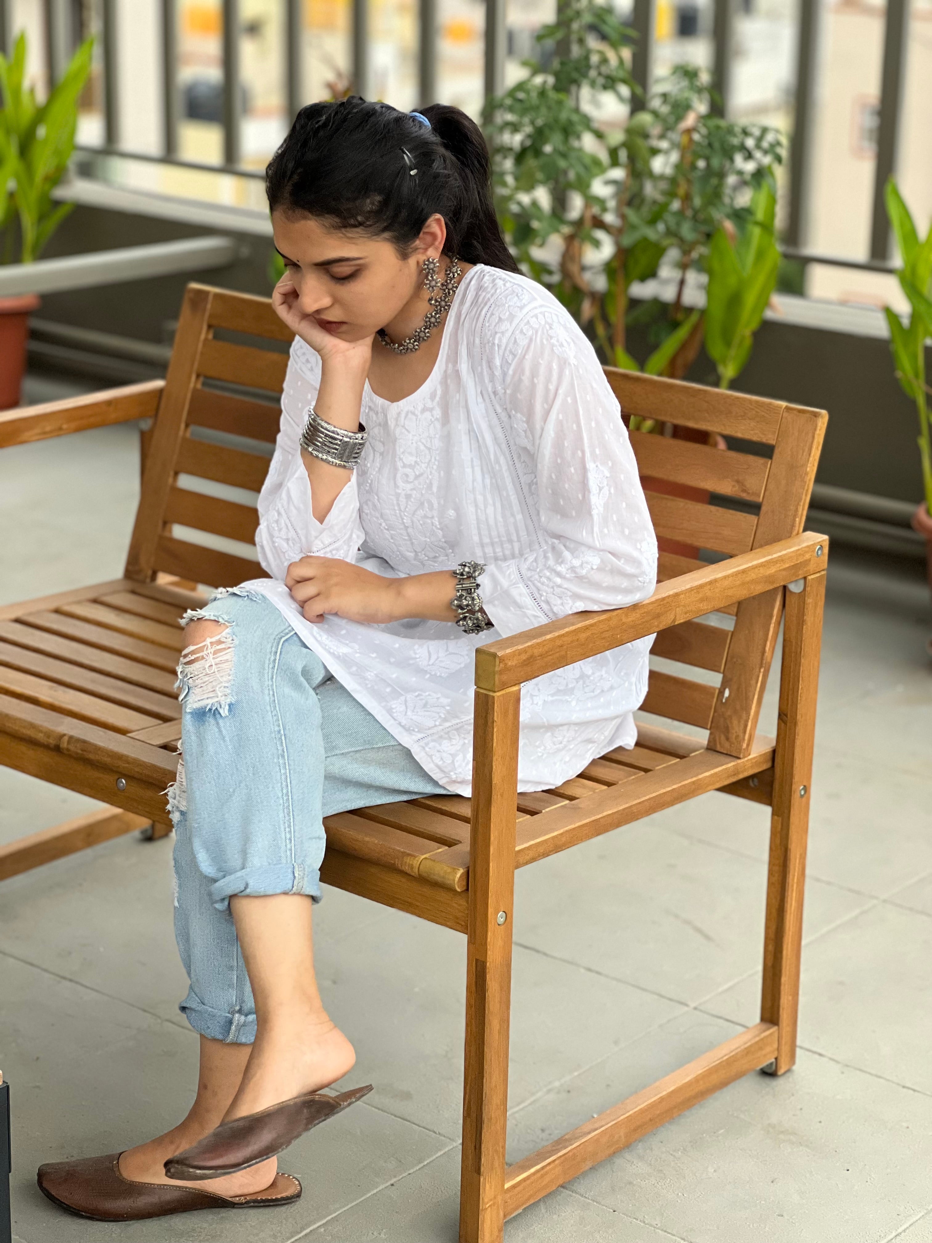 Pure Cotton Chikankari Short Kurti