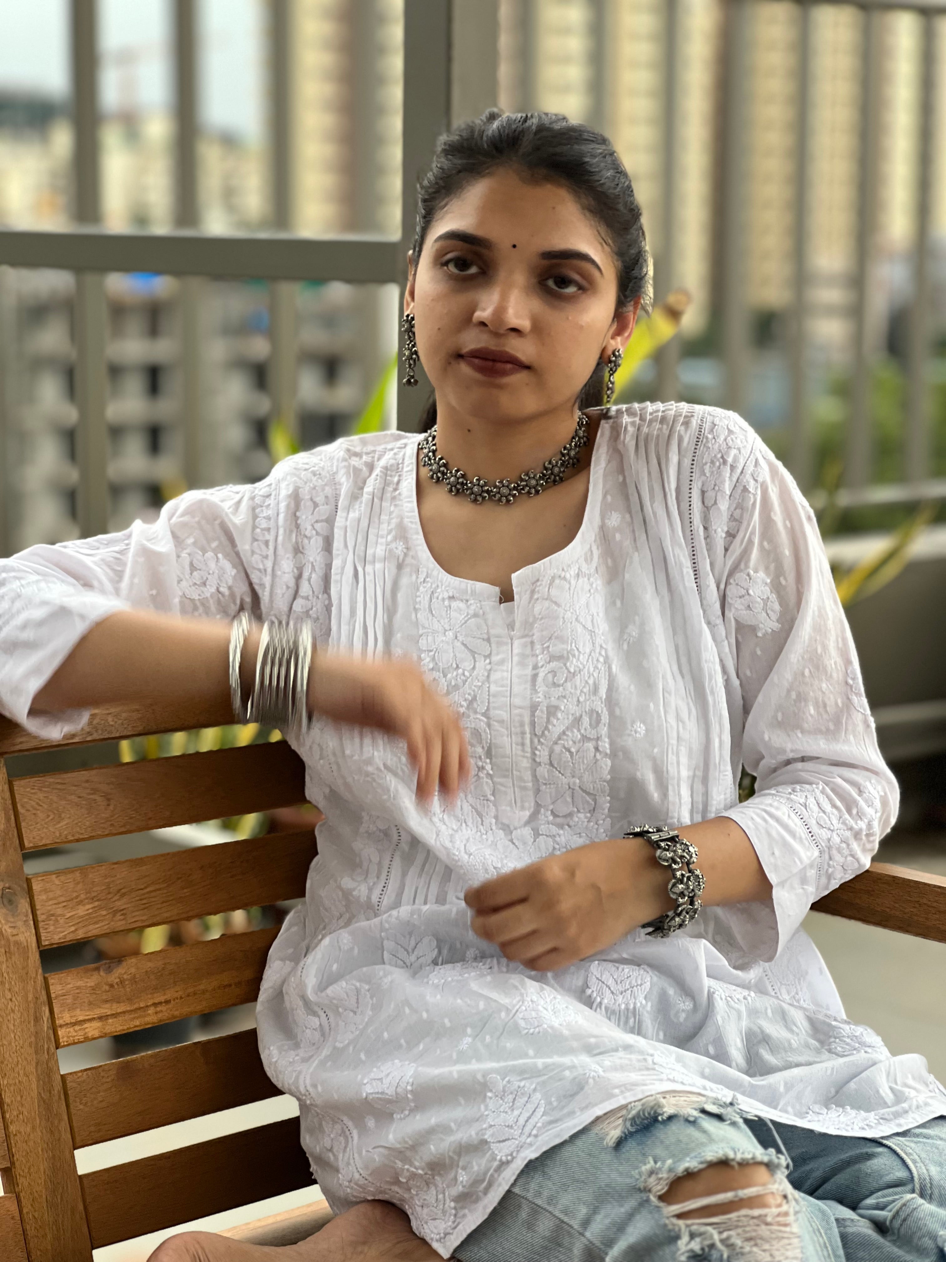 Pure Cotton Chikankari Short Kurti