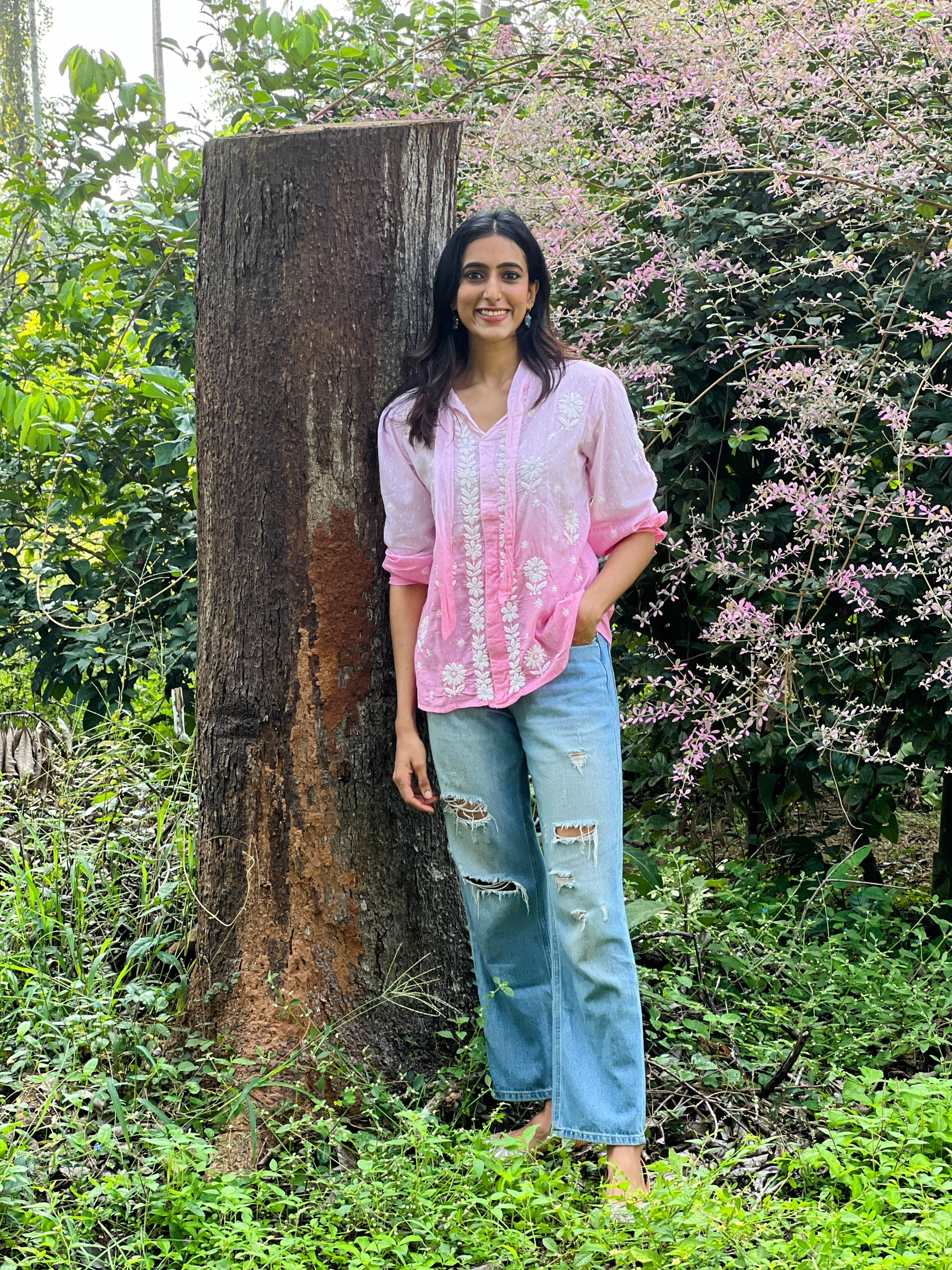 Contemporary Chikankari Cotton Dobby Shirt