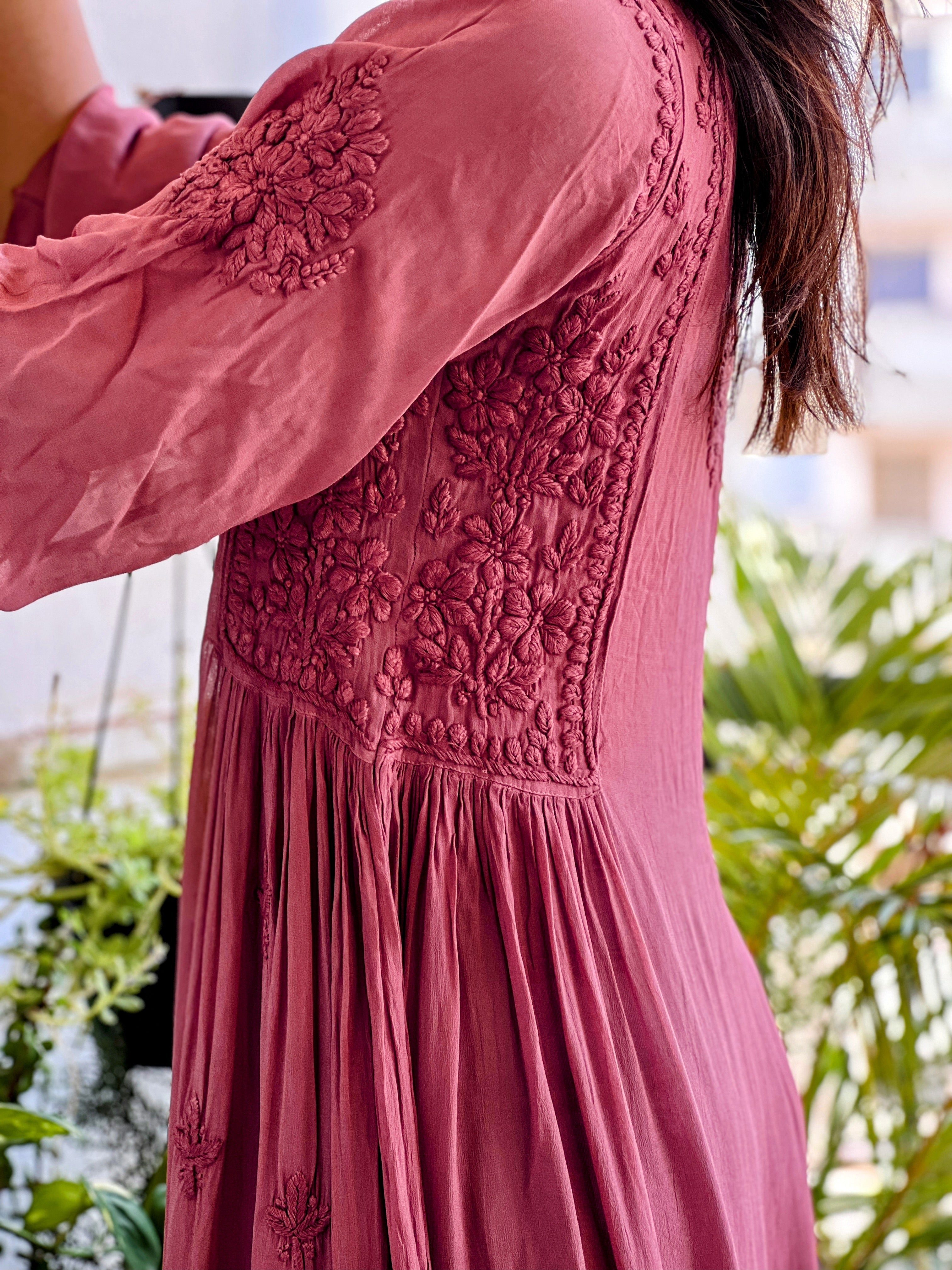 Premium Viscose Heavy work Chikankari Gown