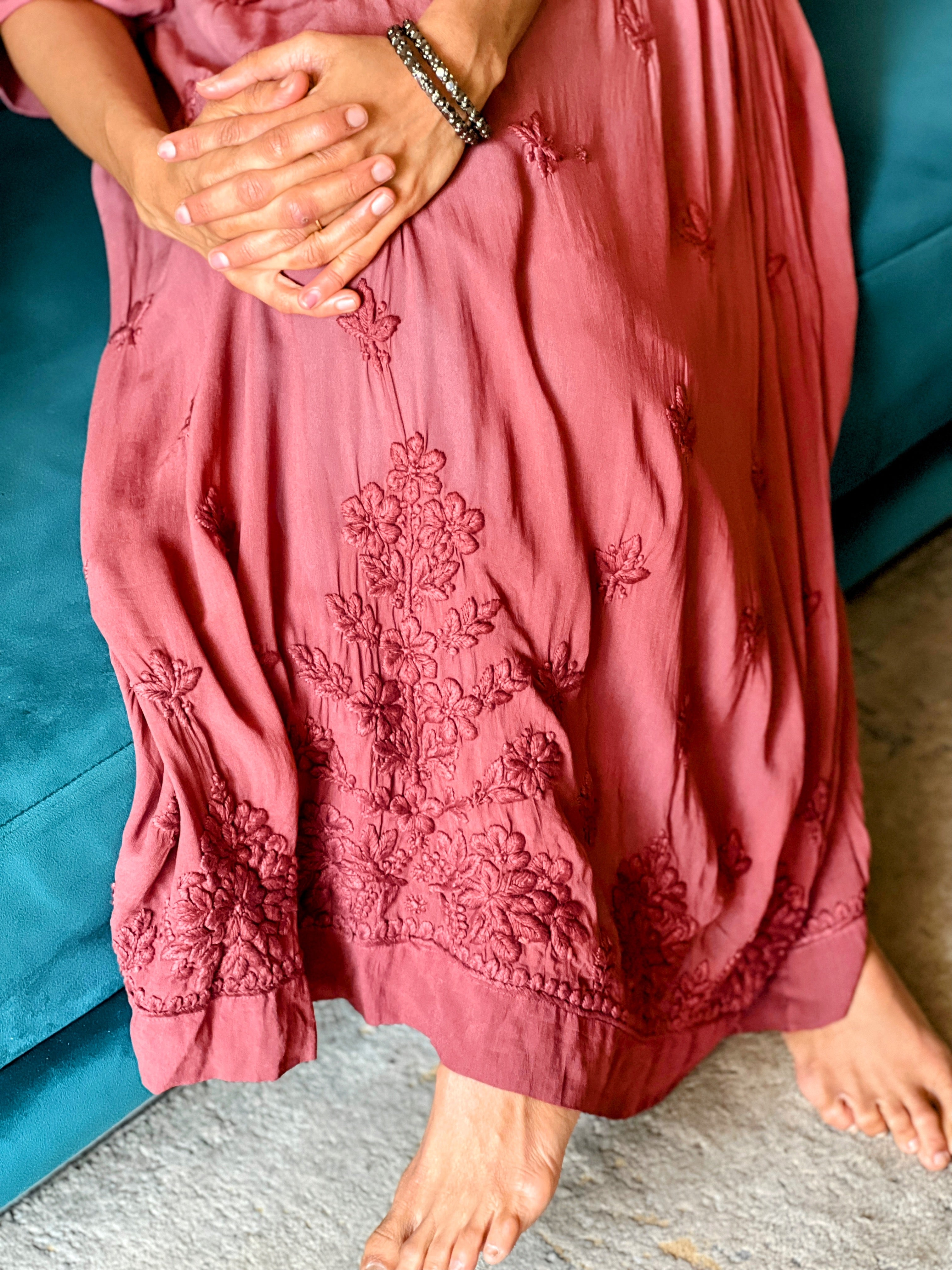 Premium Viscose Heavy work Chikankari Gown