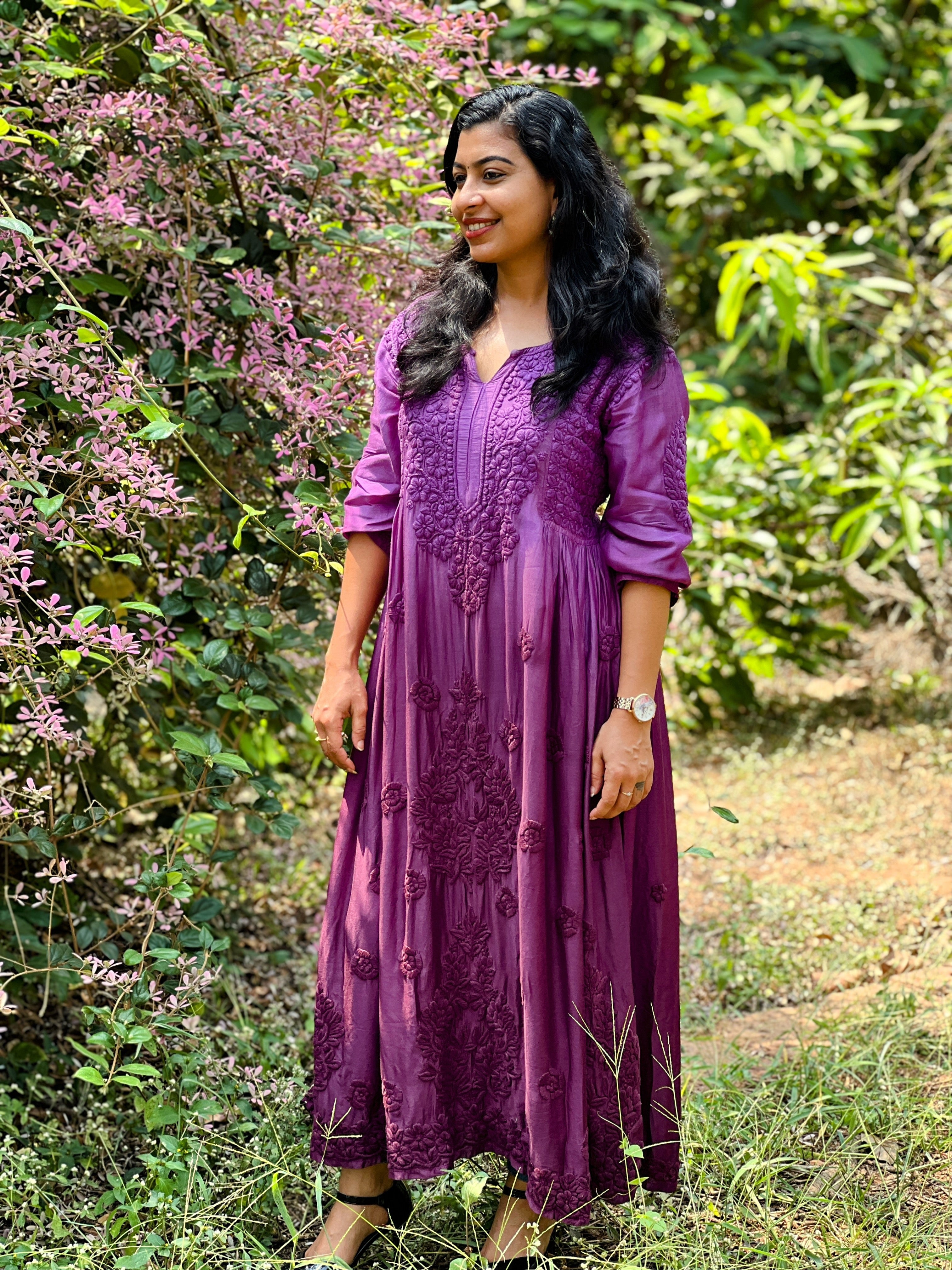 Pure Muslin Heavy Work Chikankari gown