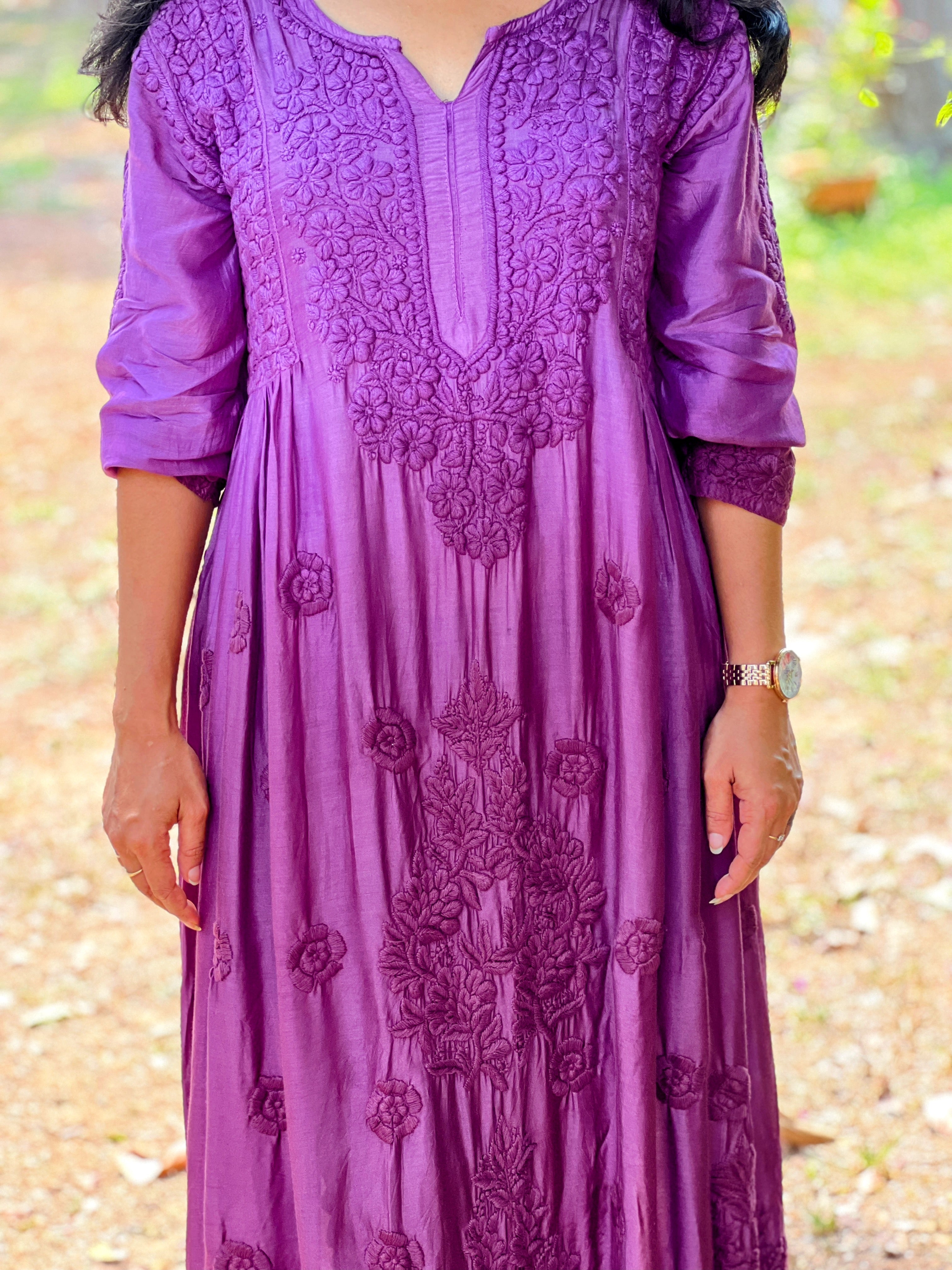 Pure Muslin Heavy Work Chikankari gown