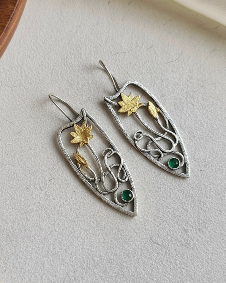 Two Tone Botanical Earrings