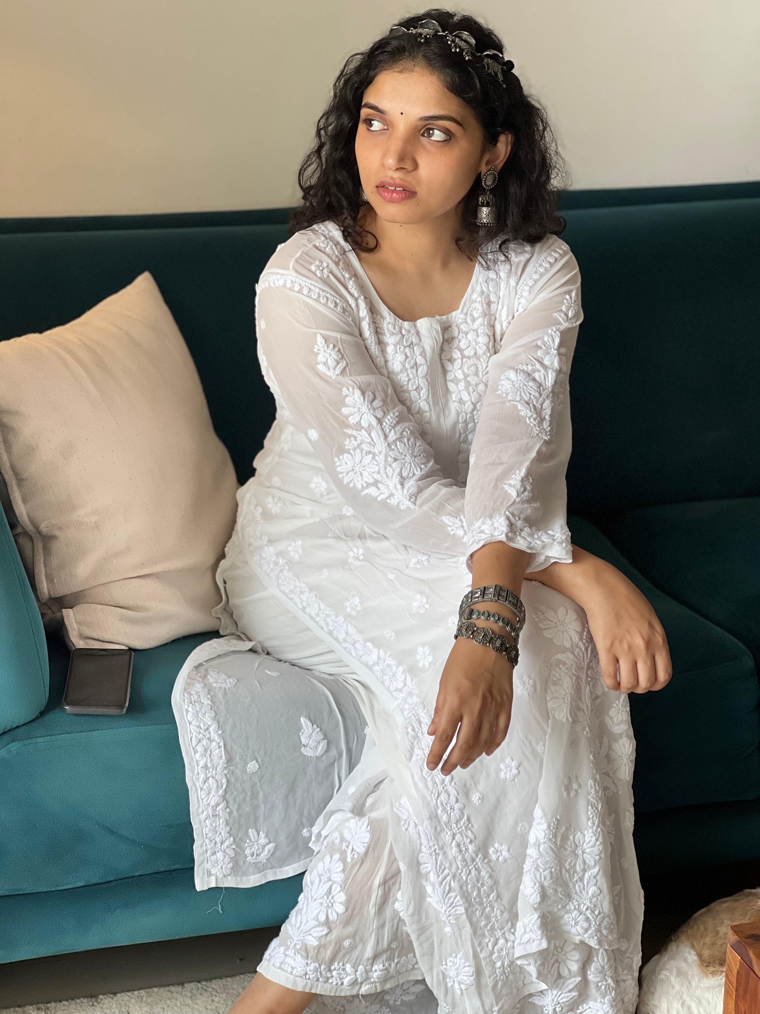 Pure Viscose Chikankari Kurti