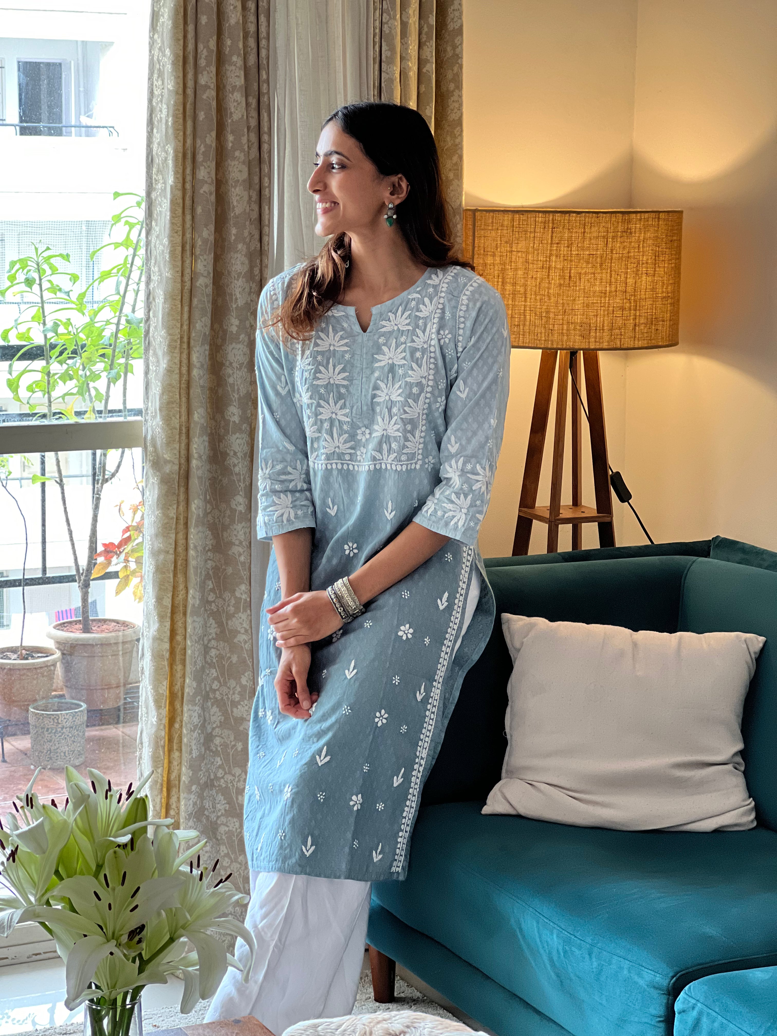Pure Cotton Chikankari Kurti