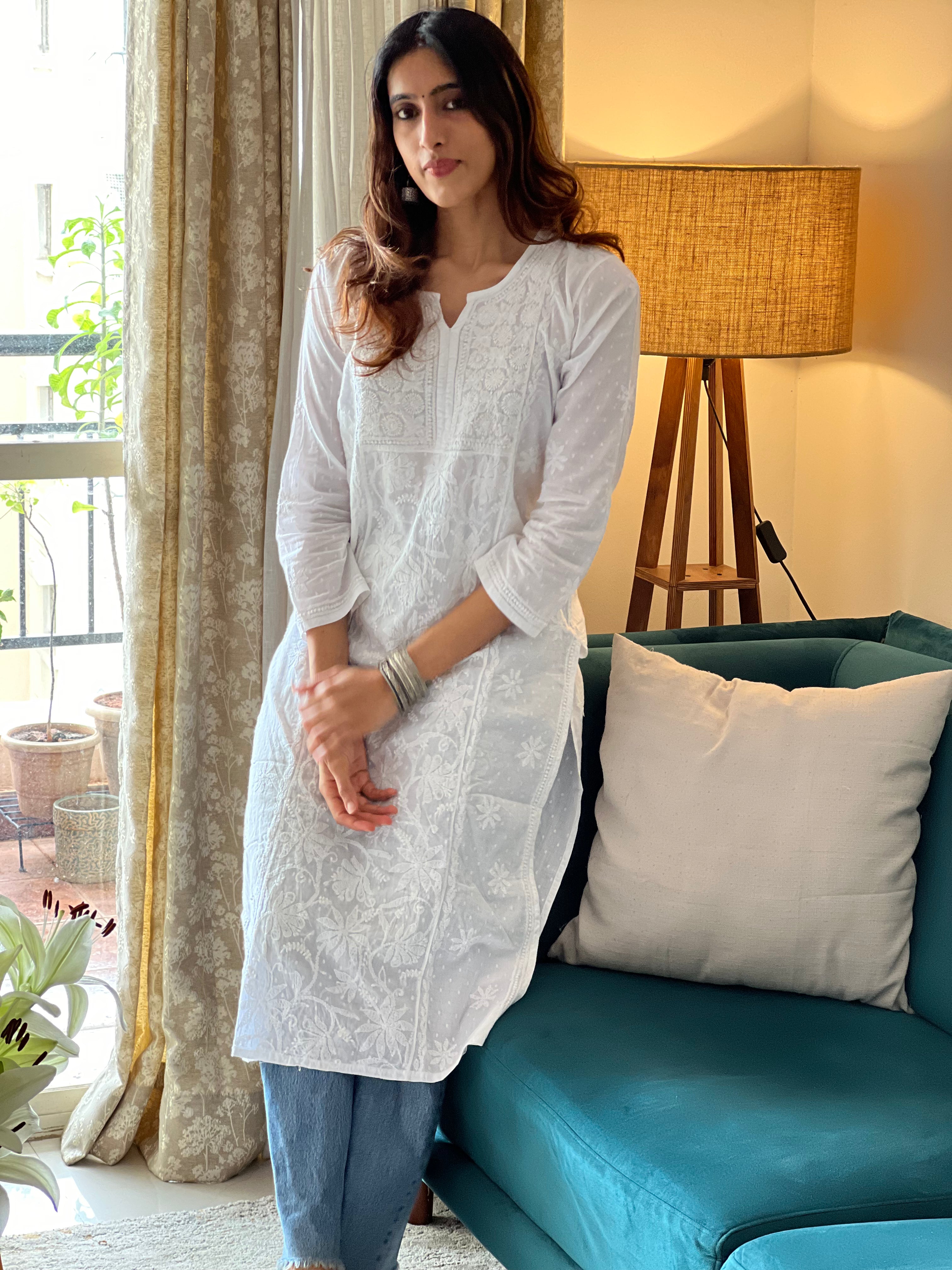 Pure Cotton Chikankari Kurti