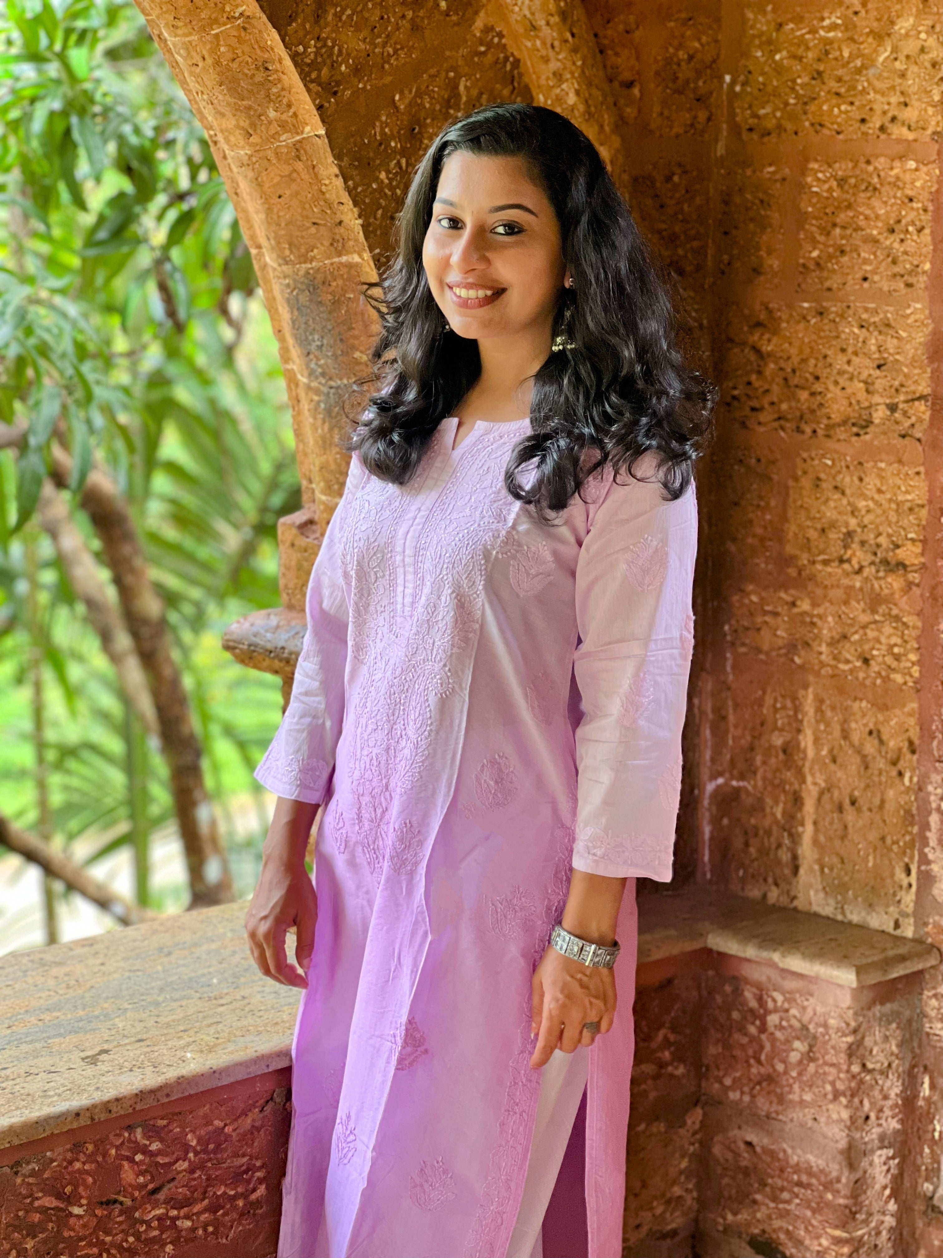 Chanderi Chikankari Straight Kurti