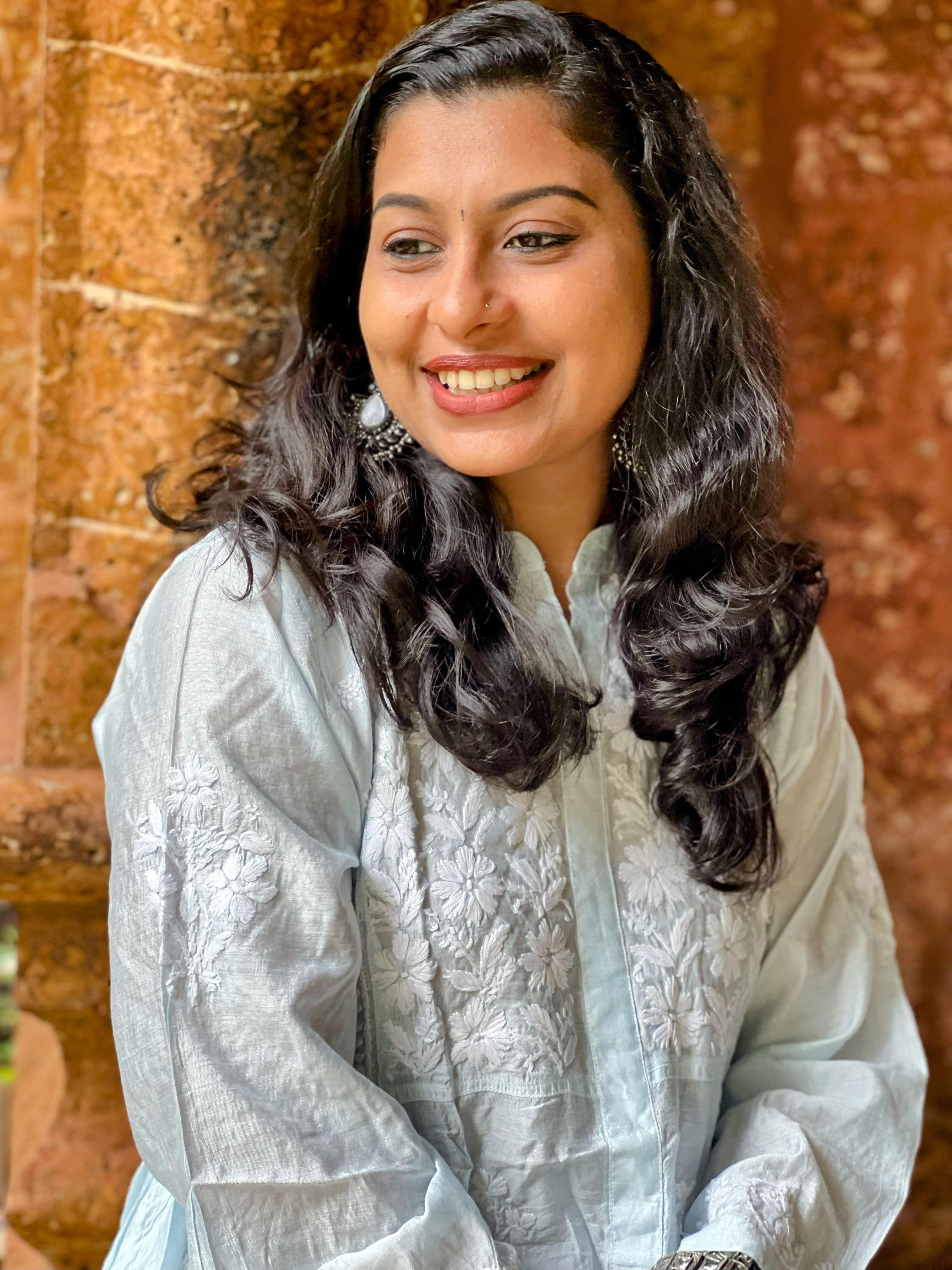 Designer Chanderi Chikankari Short Kurti