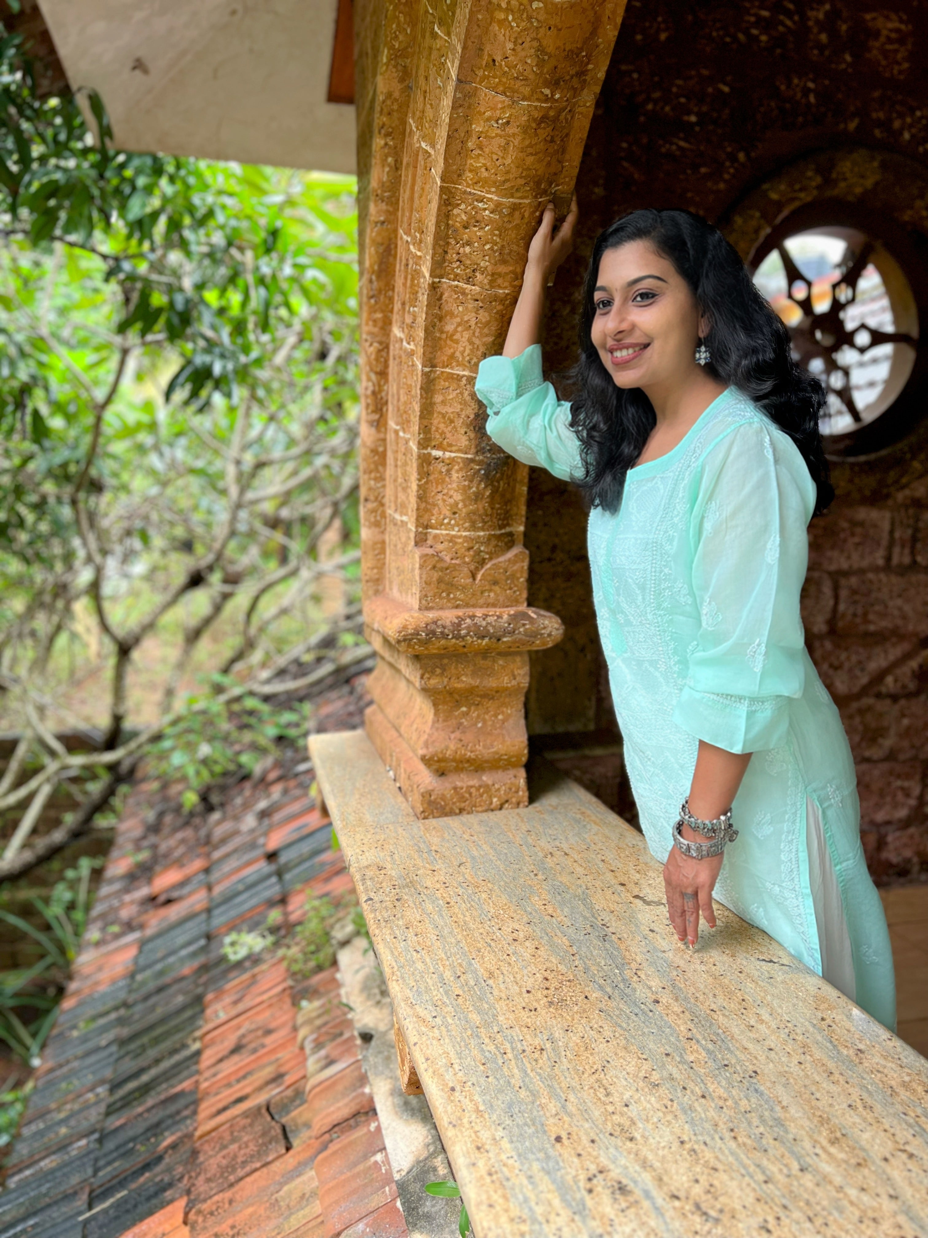 Pure Voile Cotton Hand Jali Chikankari kurti