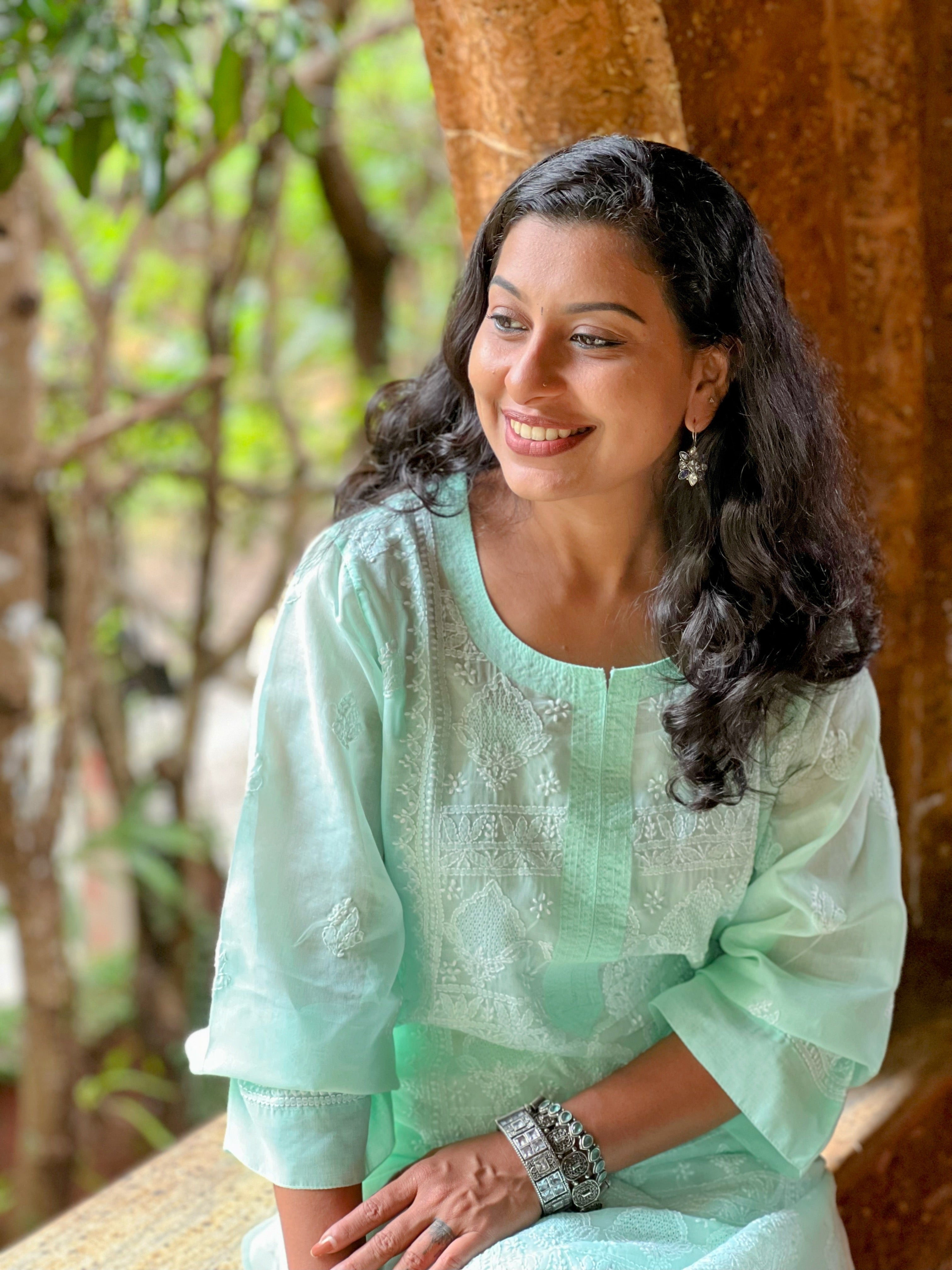 Pure Voile Cotton Hand Jali Chikankari kurti