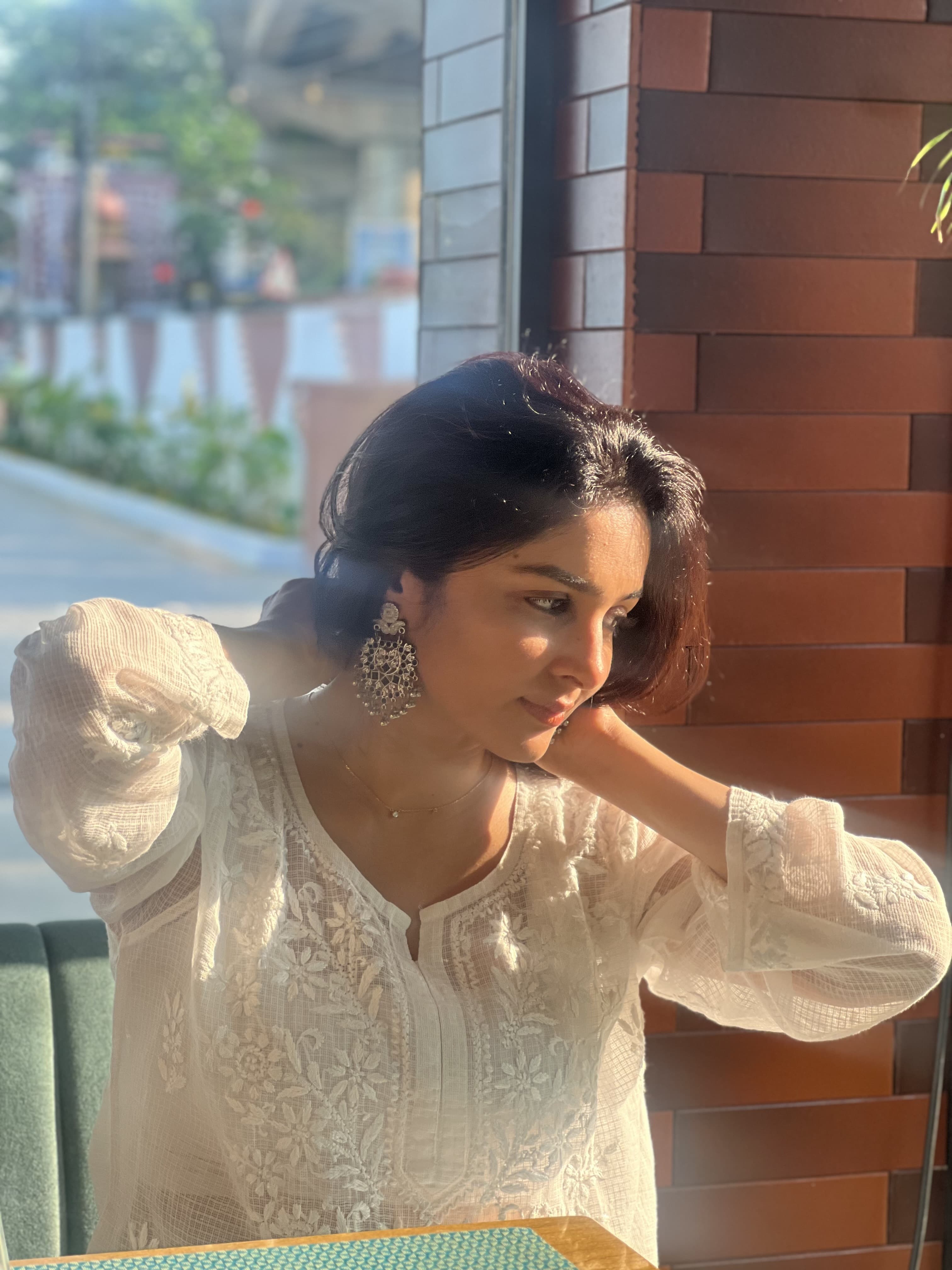 Kota Doria Chikankari Short top.