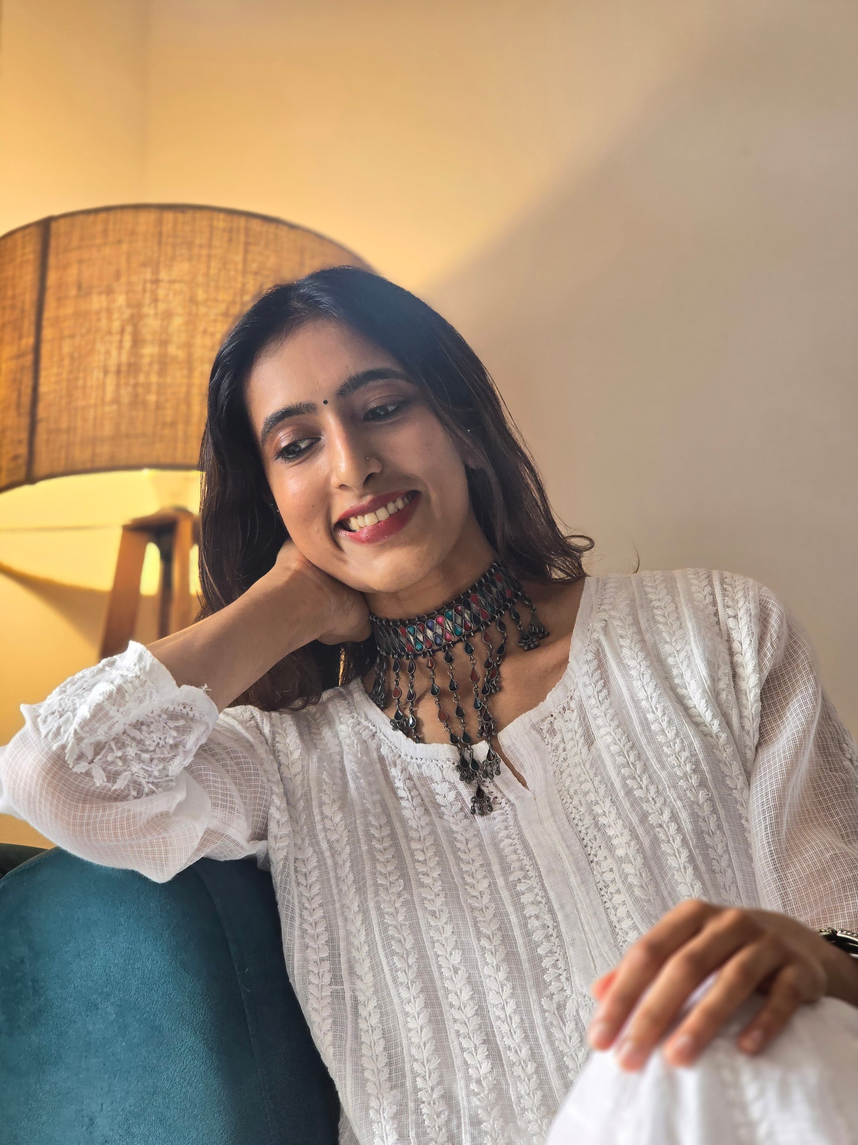 Kota Doria Chikankari Anarkali