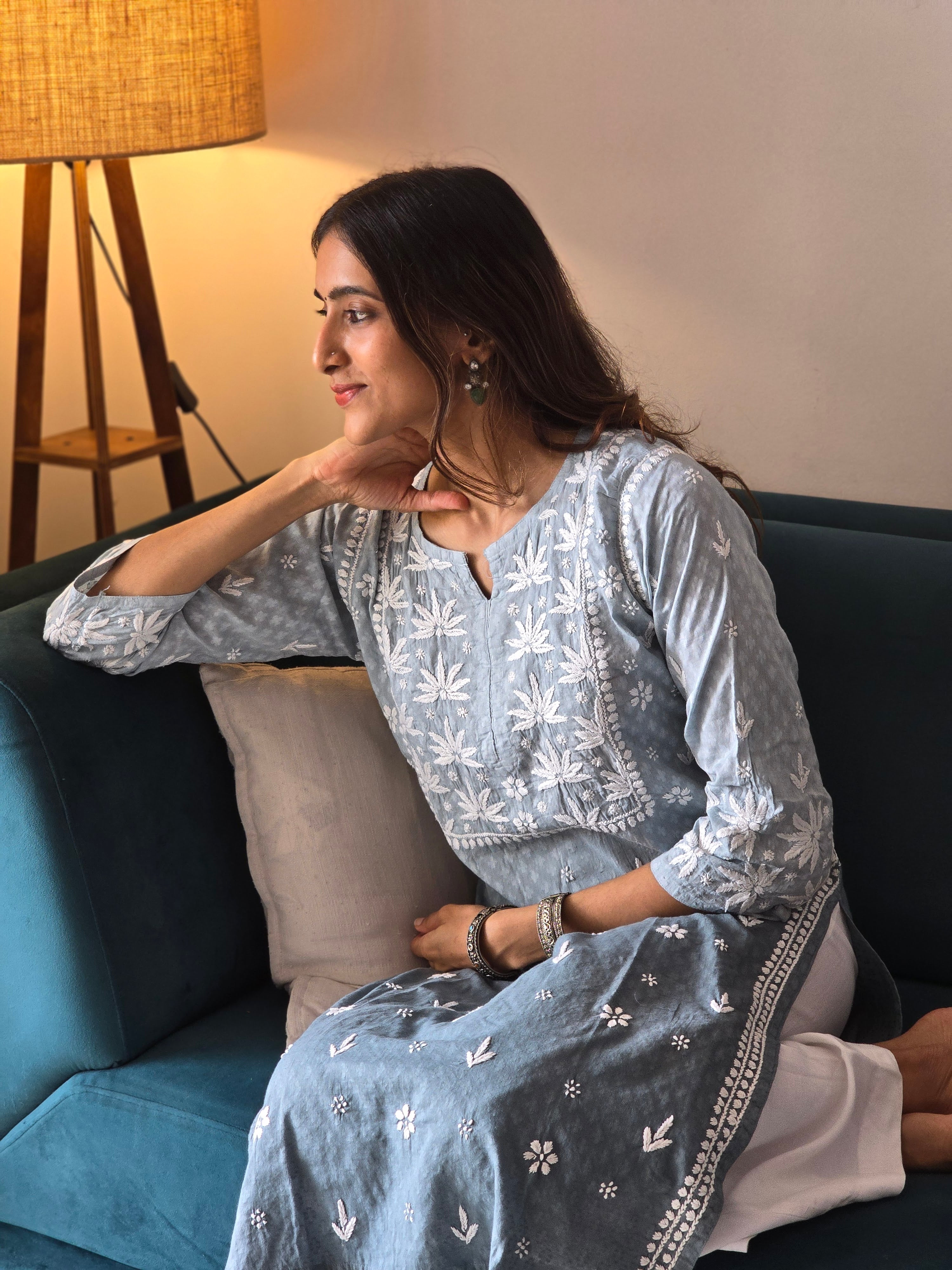 Pure Cotton Chikankari Kurti
