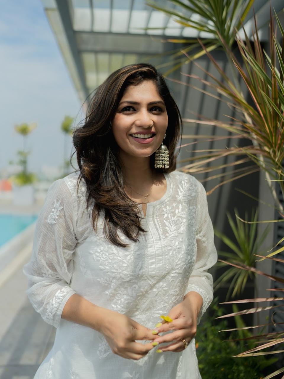 Kota Doria Chikankari Short top.