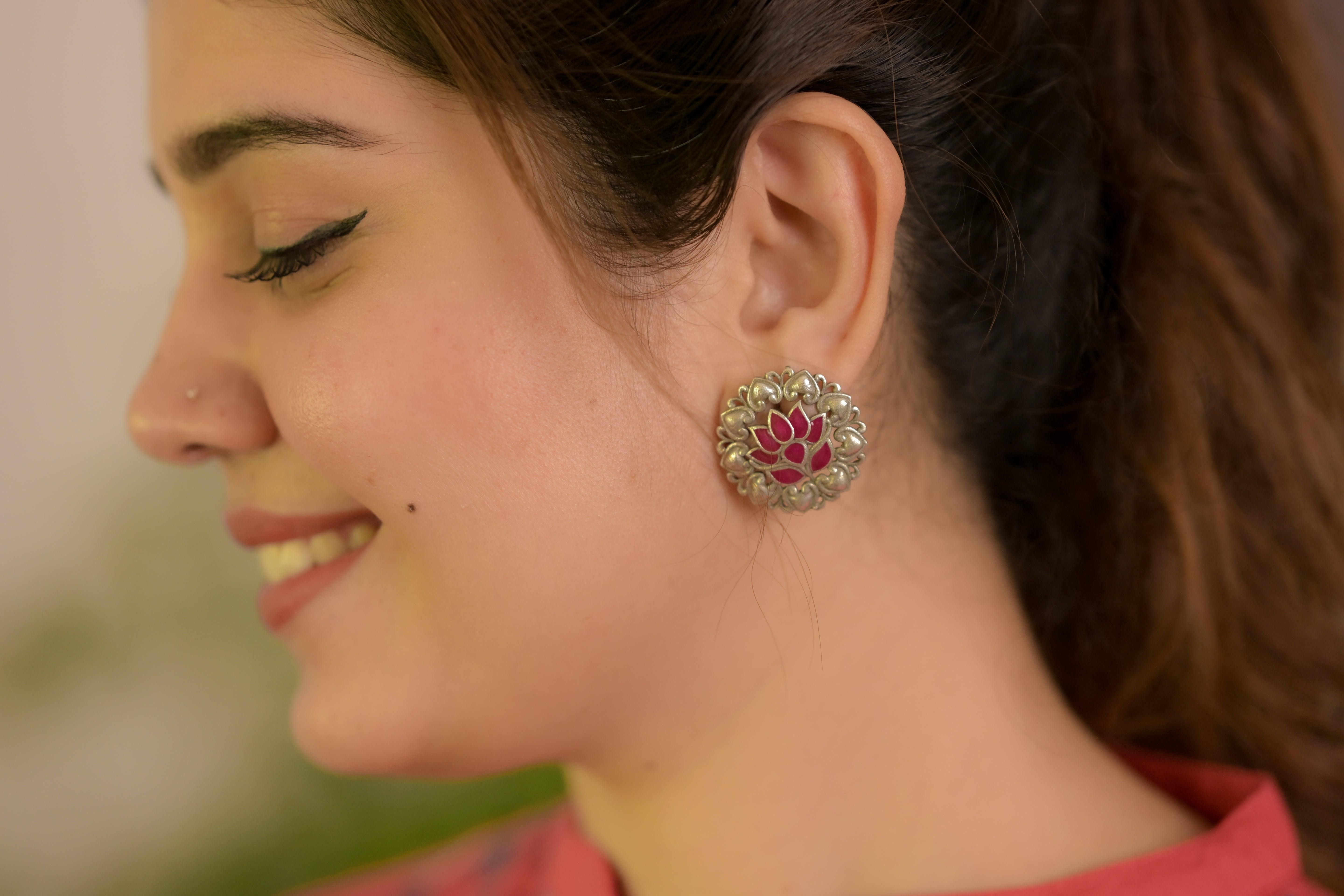 Lotus Ruby Studs