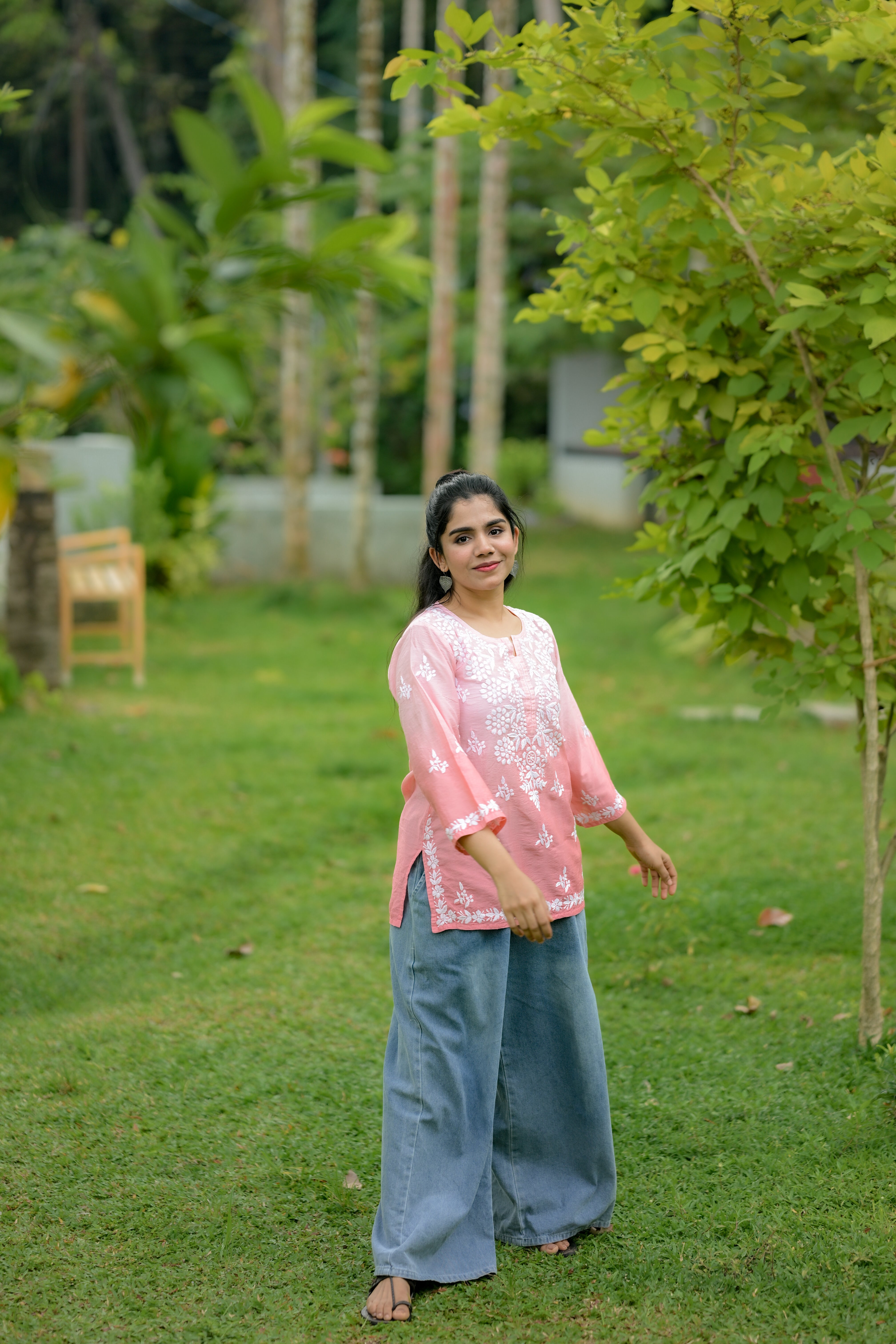 Chanderi Chikankari Short Kurti