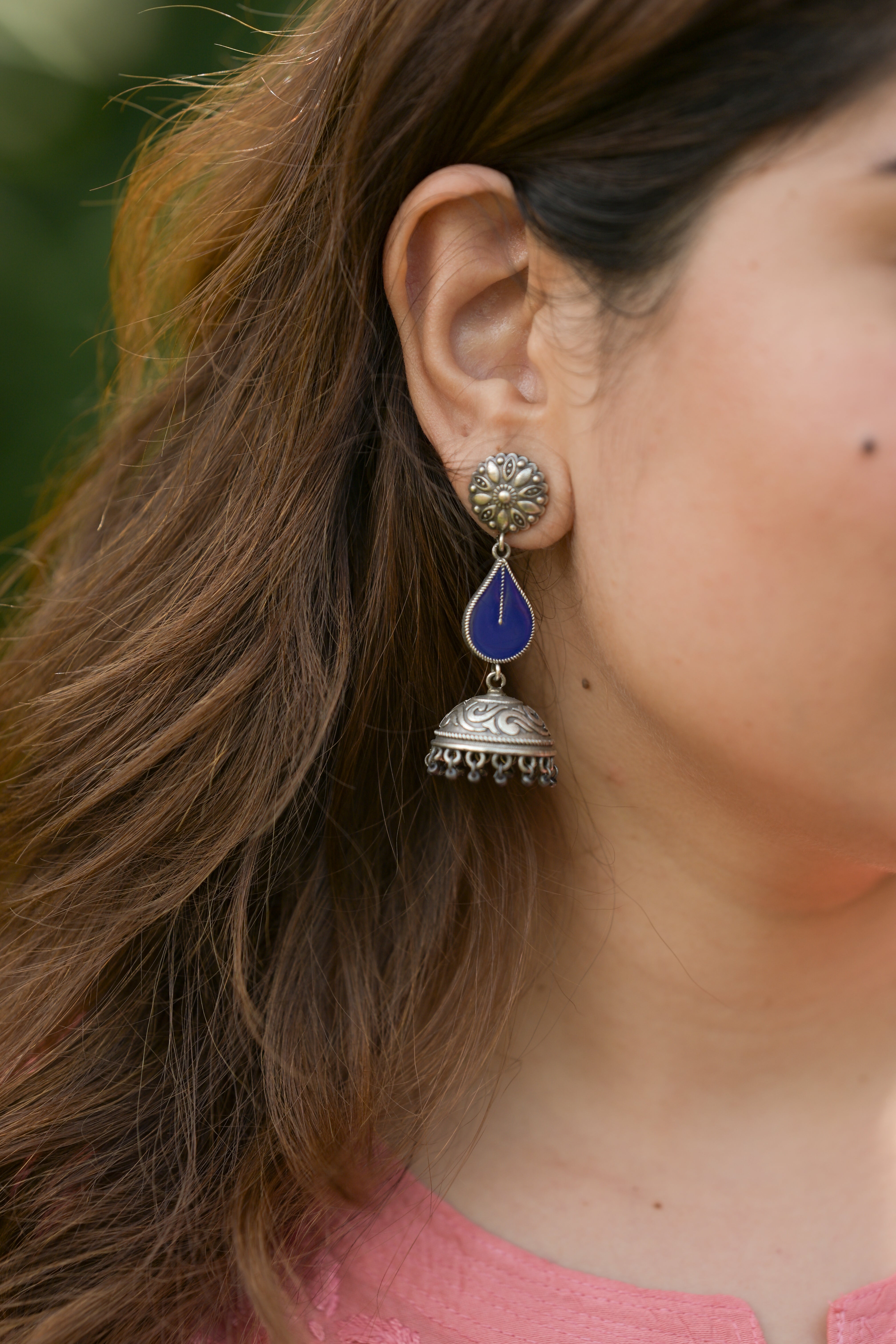 Sapphire Raindrop Jhumkas