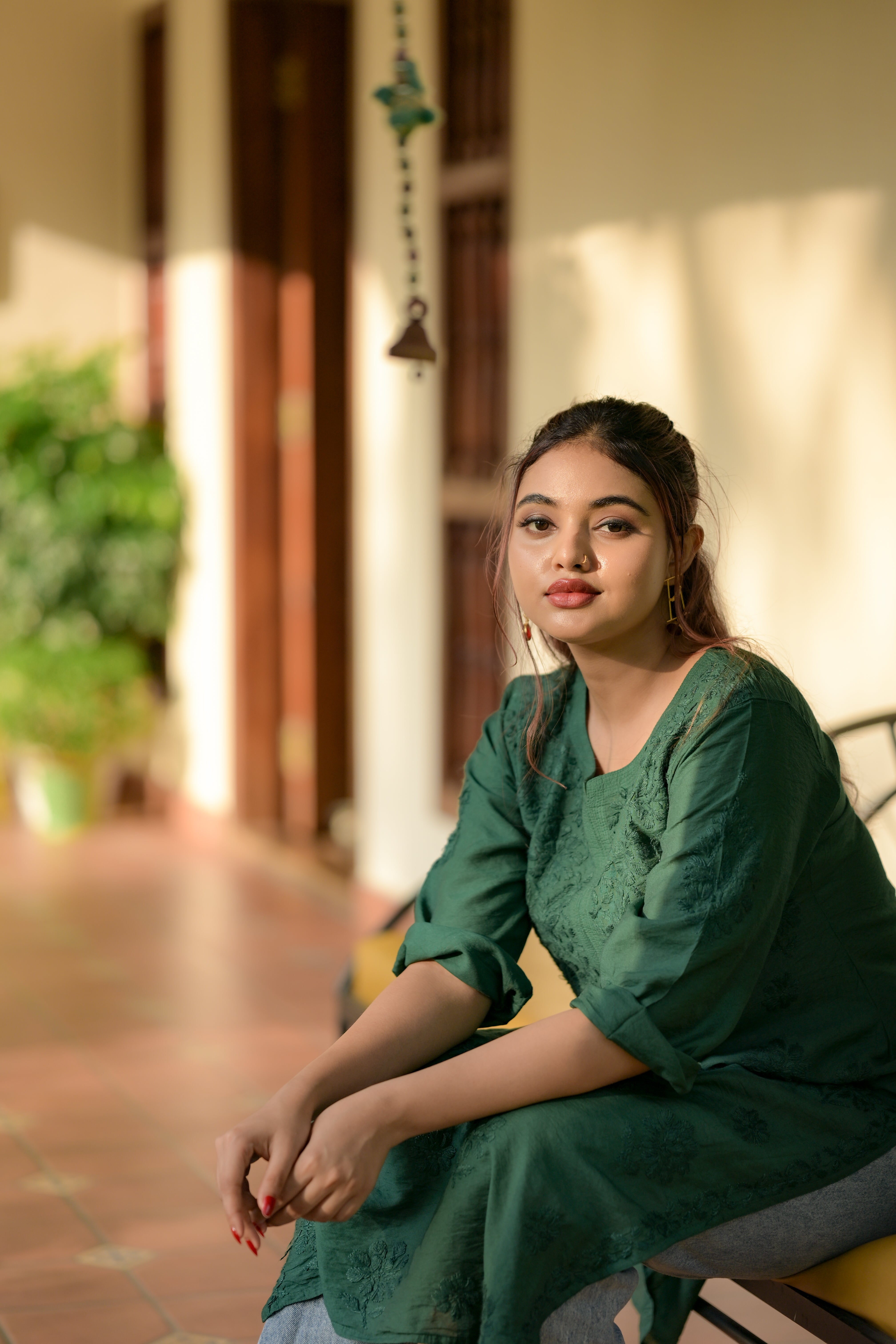 Chanderi Silk Chikankari Kurti
