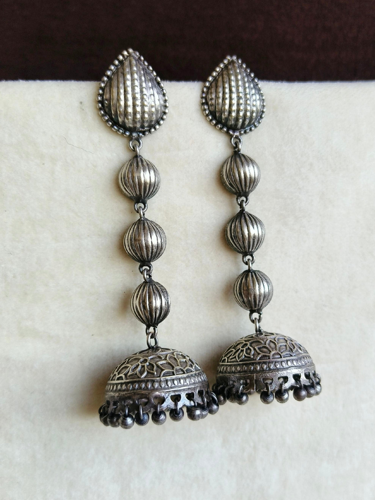 Antique Silver long Drop Jhumka