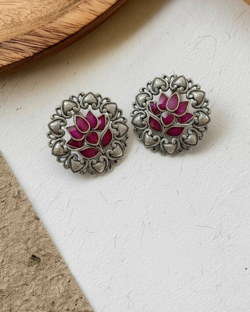 Lotus Ruby Studs