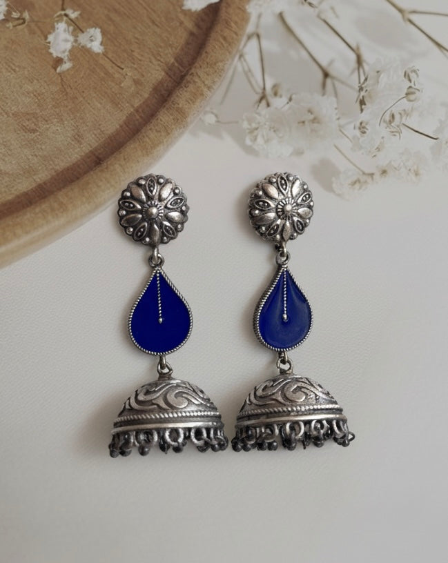 Sapphire Raindrop Jhumkas