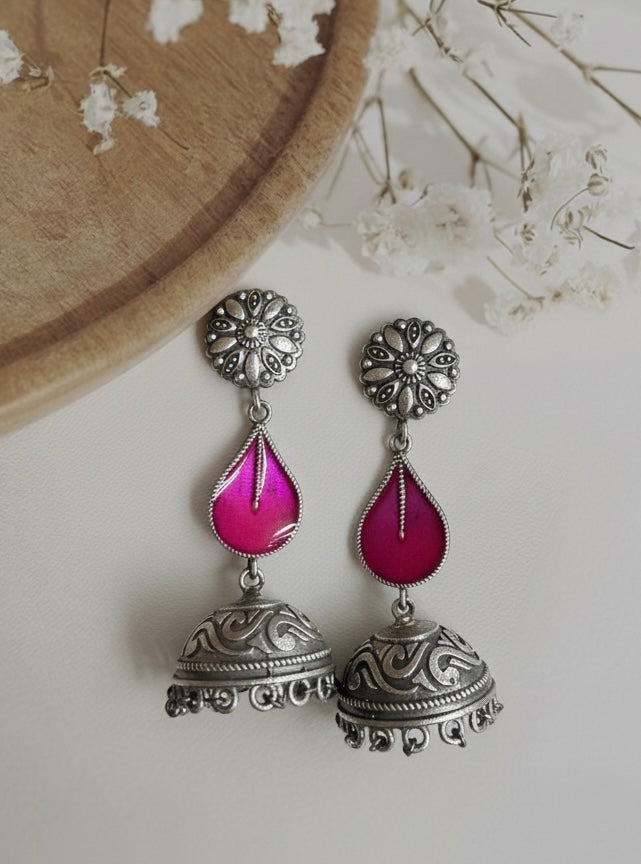 Fuschia Raindrop jhumkas