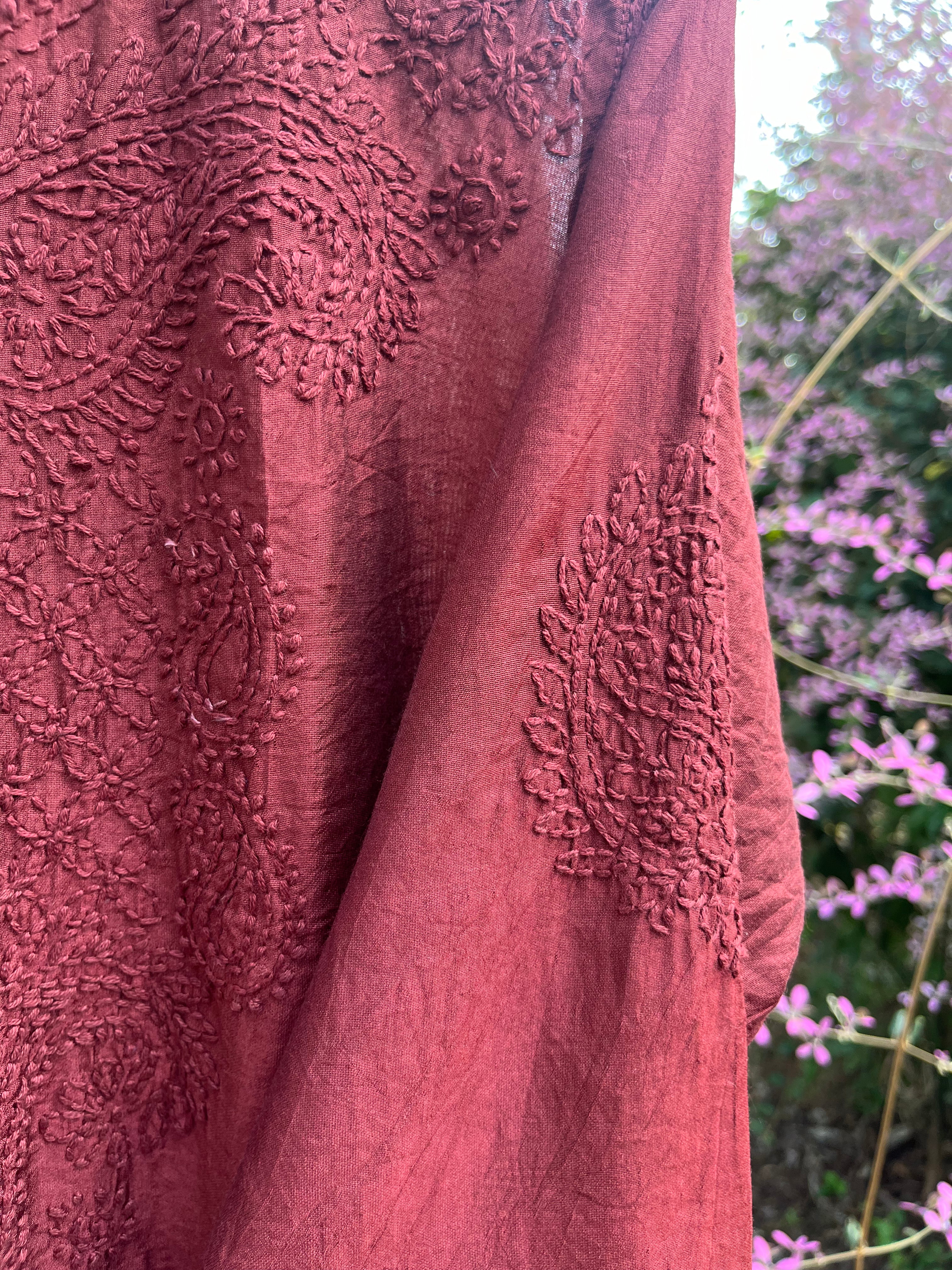 Chanderi Chikankari Straight Kurti