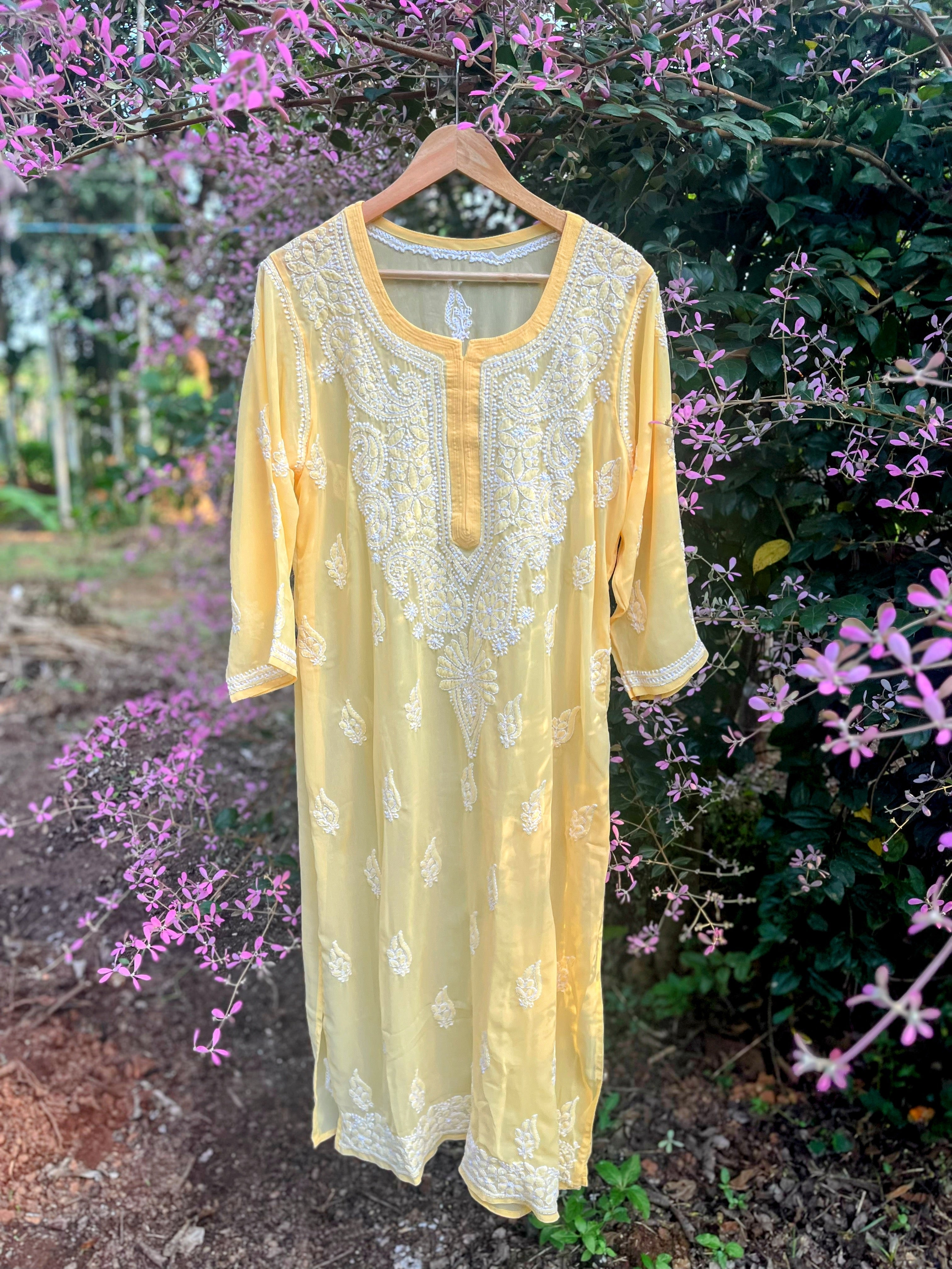 Semi Viscose Chikankari Kurti